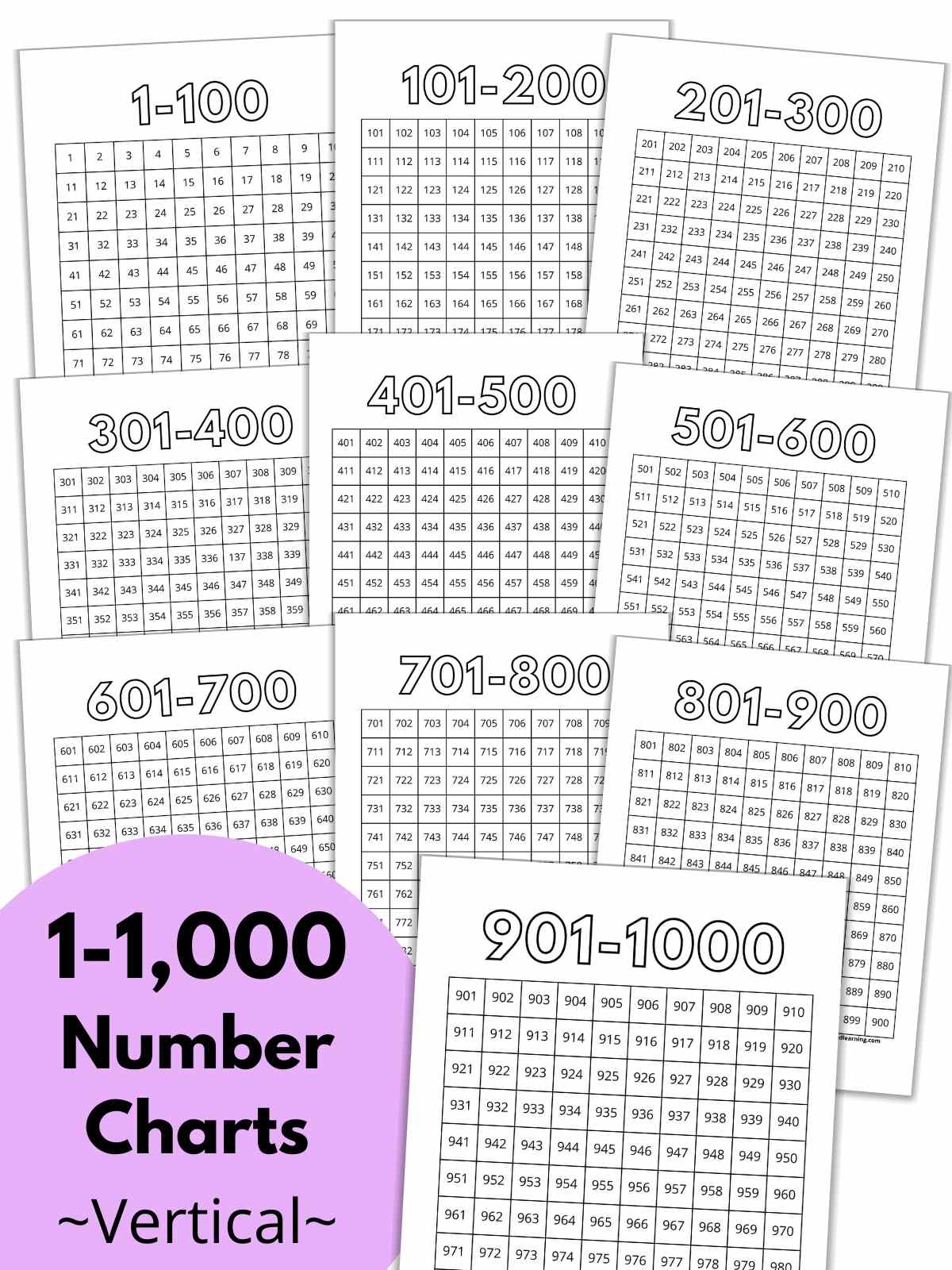 Printable 1-1000 Blank Chart