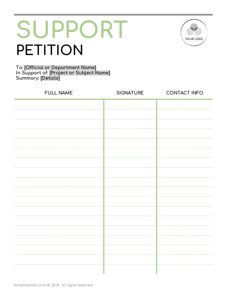 Printable Blank Petition Form