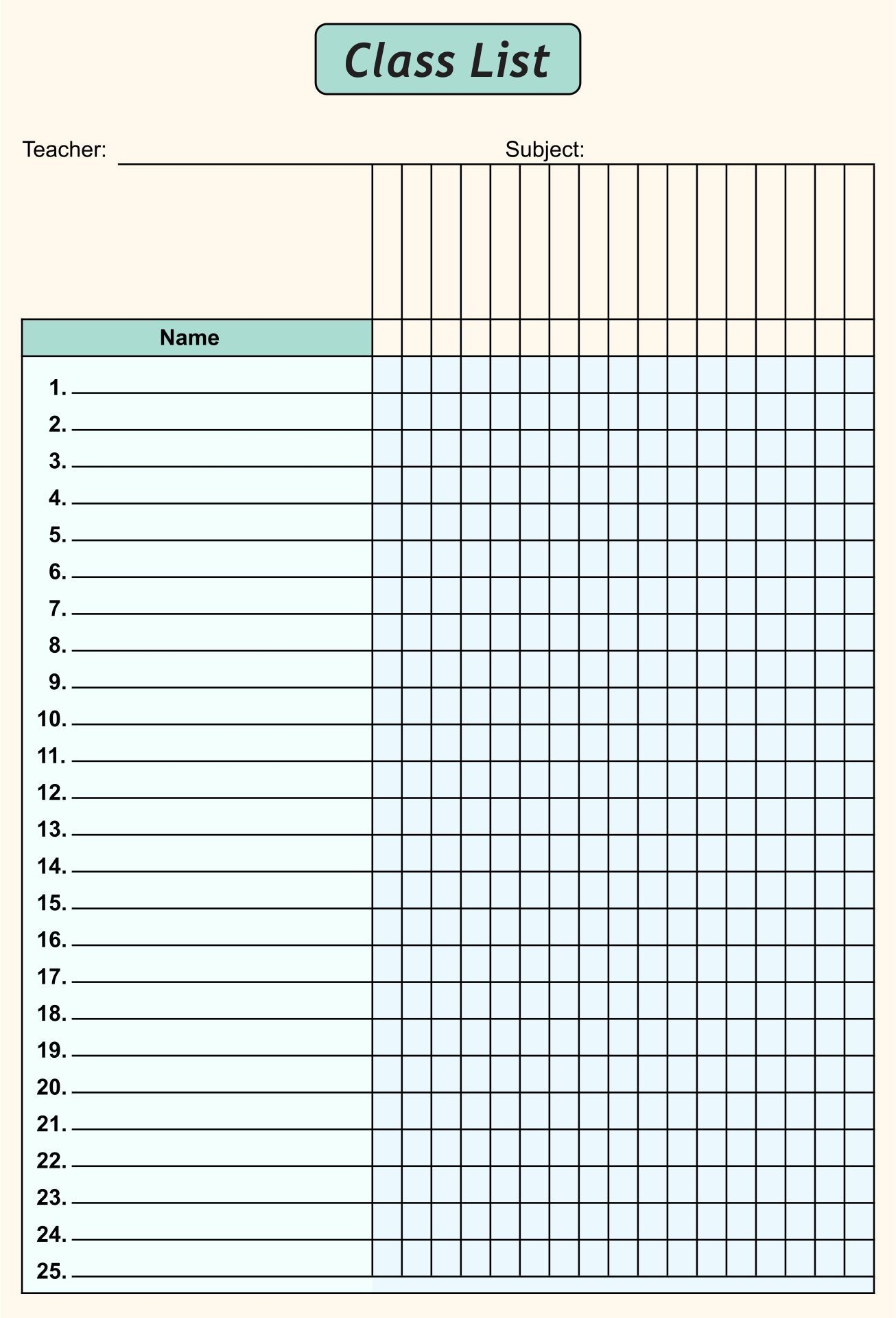 11 Class List Templates Ideas Class List List Template Class 