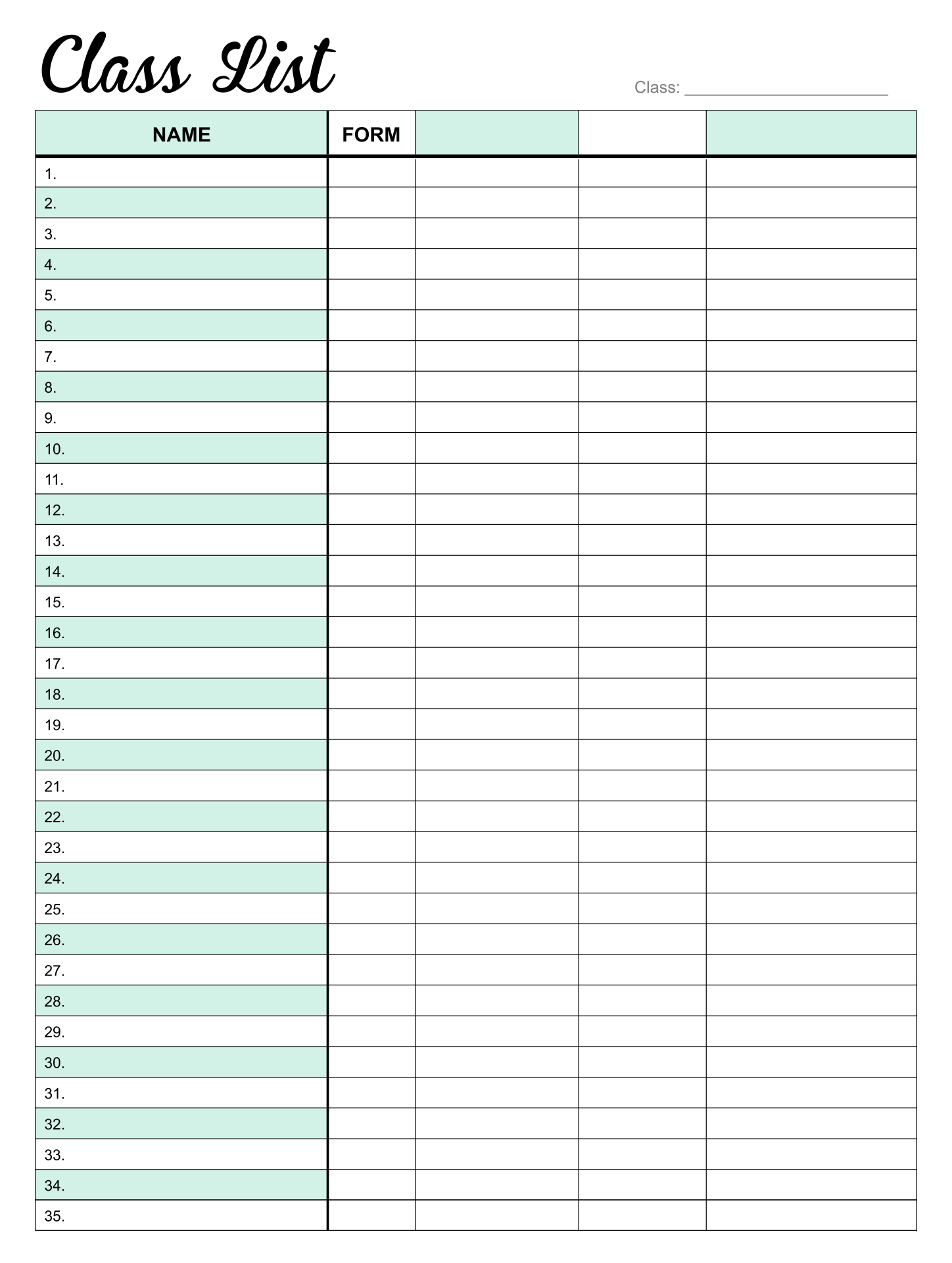 11 Class List Templates Ideas Class List List Template Class 