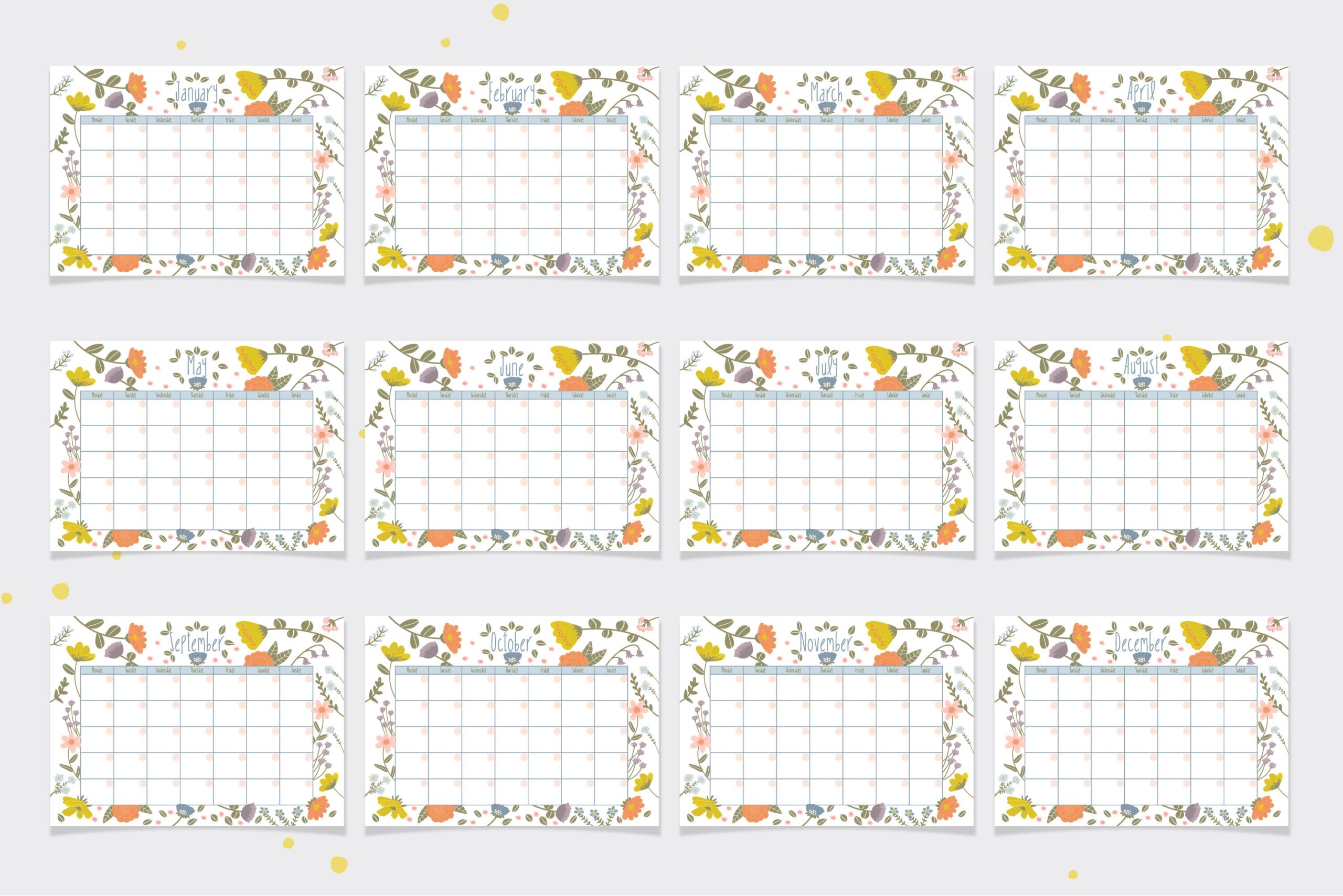 Blank 12 Month Calendar Printable