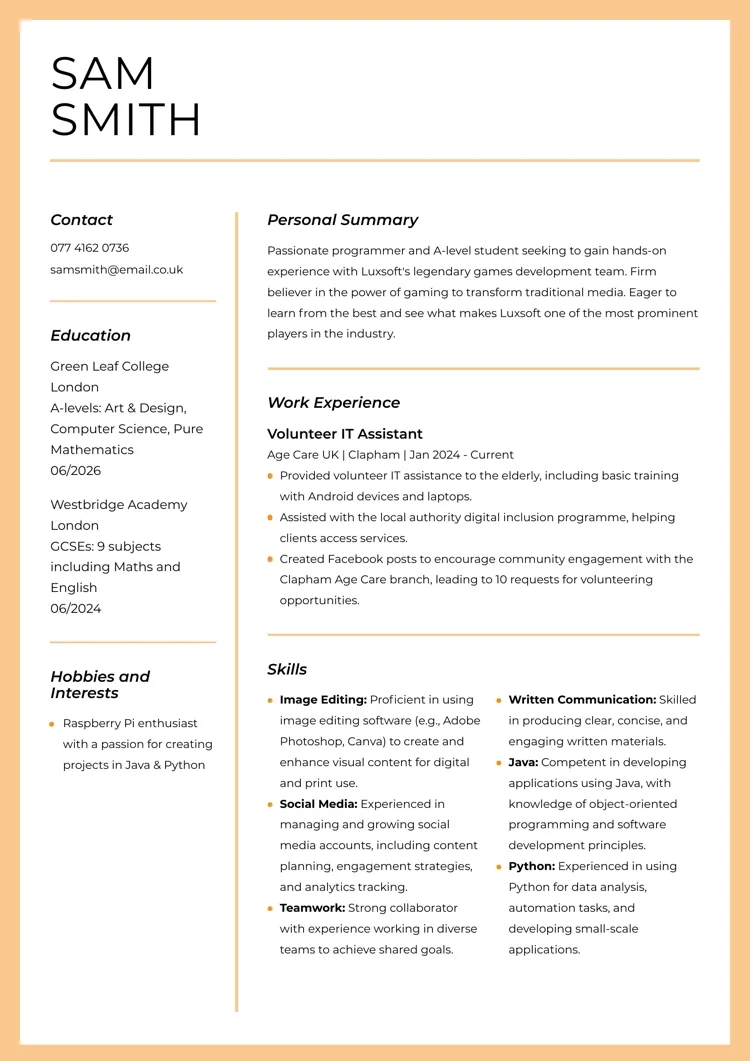 Printable Blank Cv Template Uk