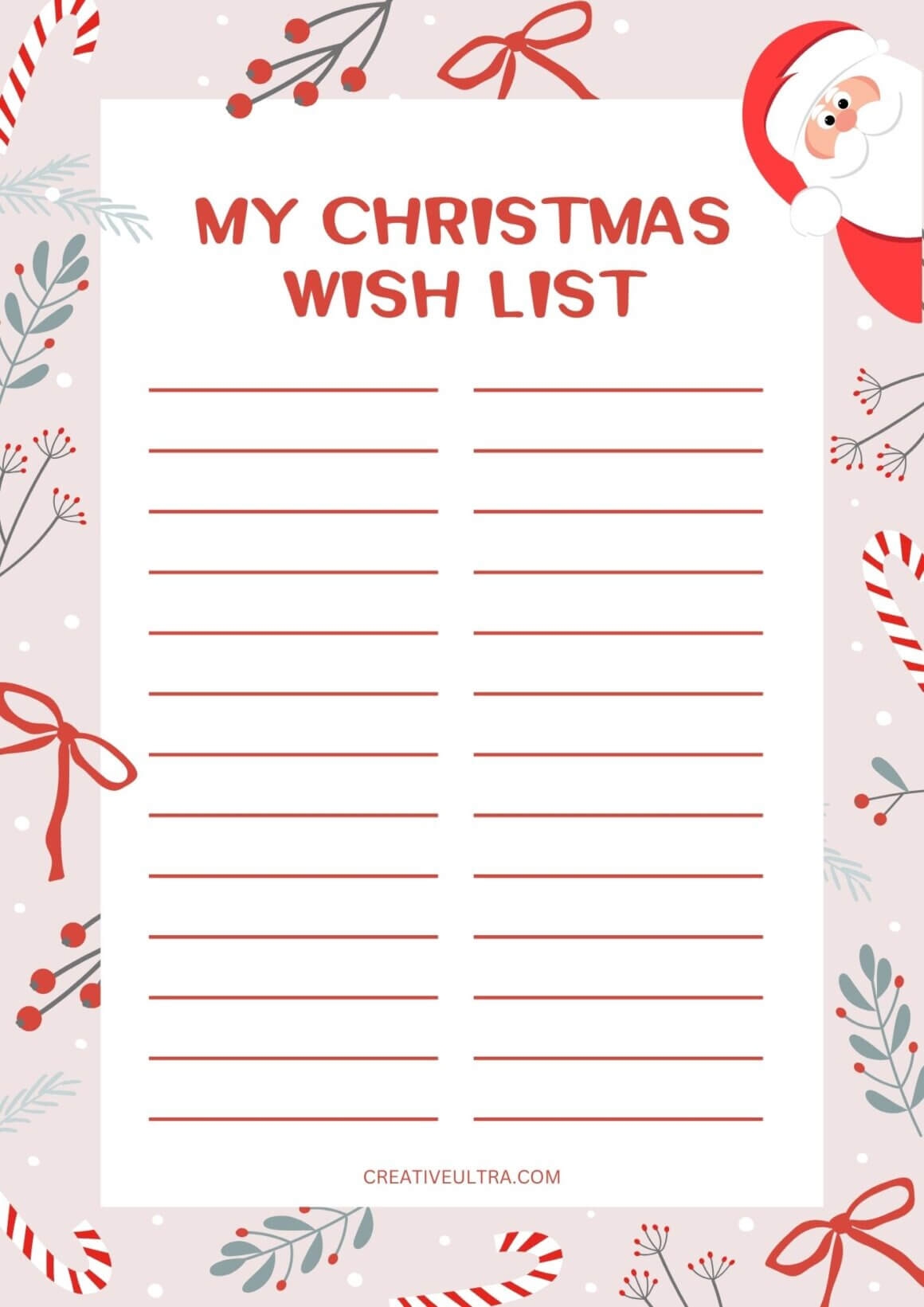 Printable Blank Christmas List Free