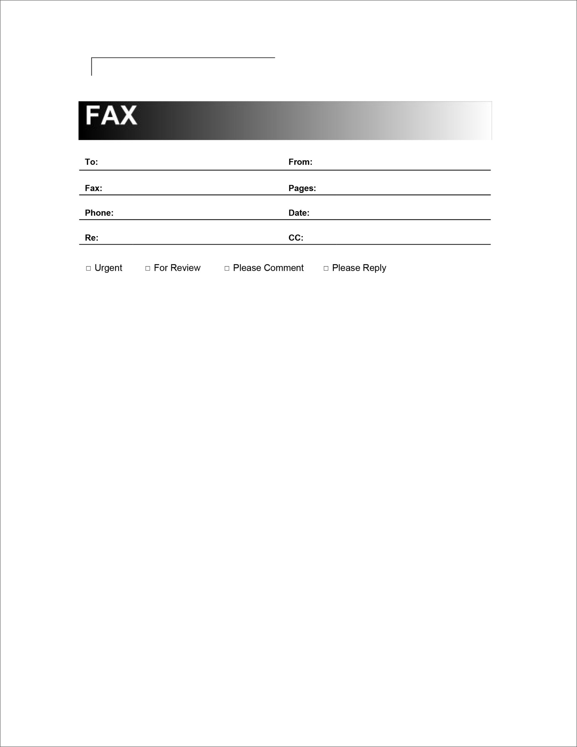 Printable Blank Fax Cover Sheet