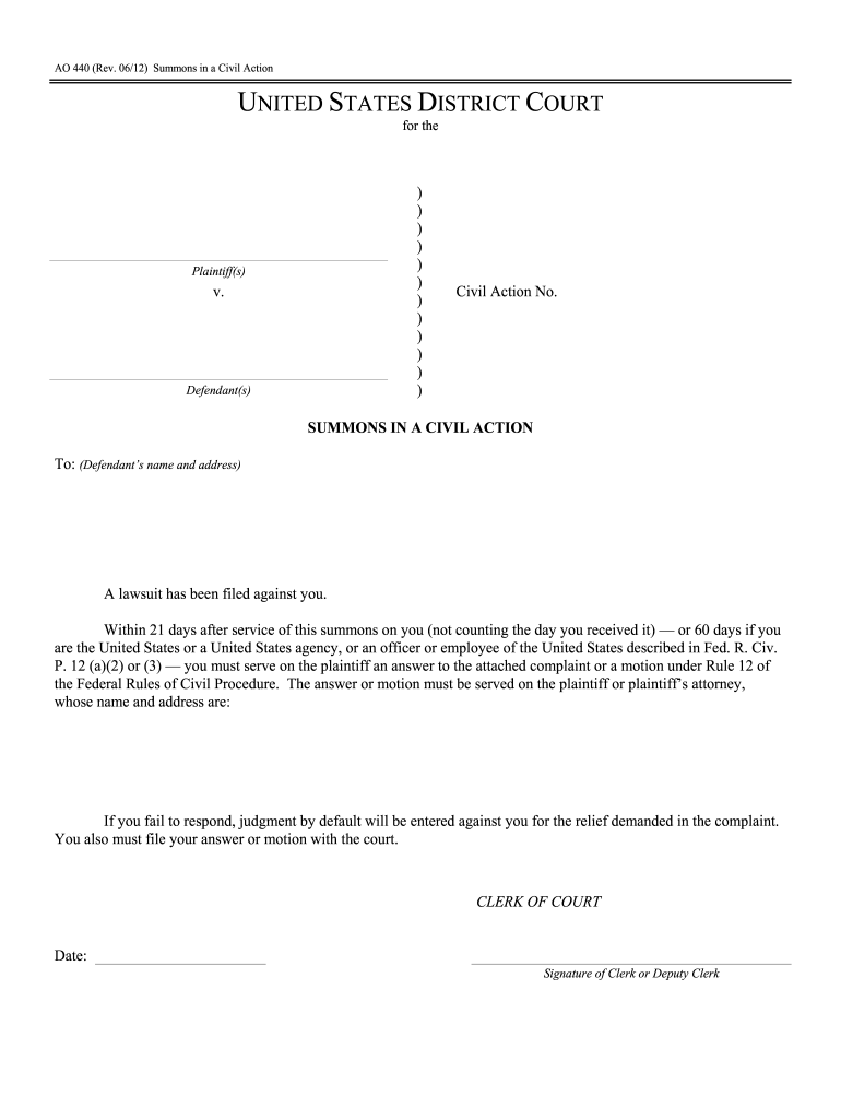 2012 2025 Form AO440 Fill Online Printable Fillable Blank 
