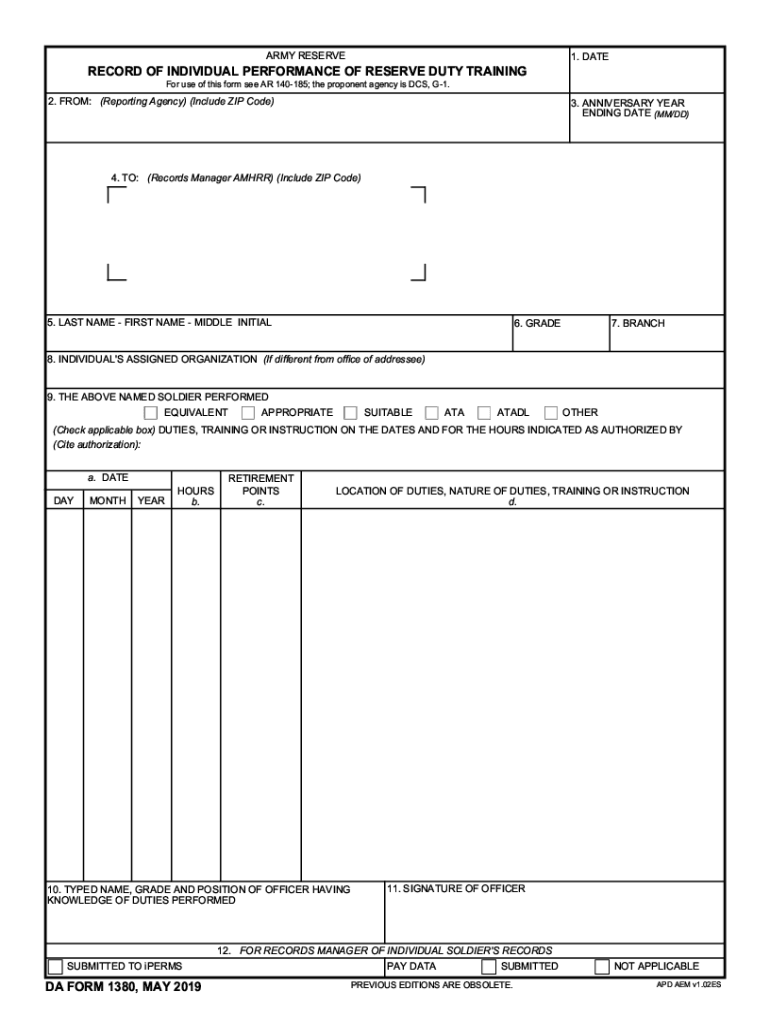 2019 2025 Form DA 1380 Fill Online Printable Fillable Blank 