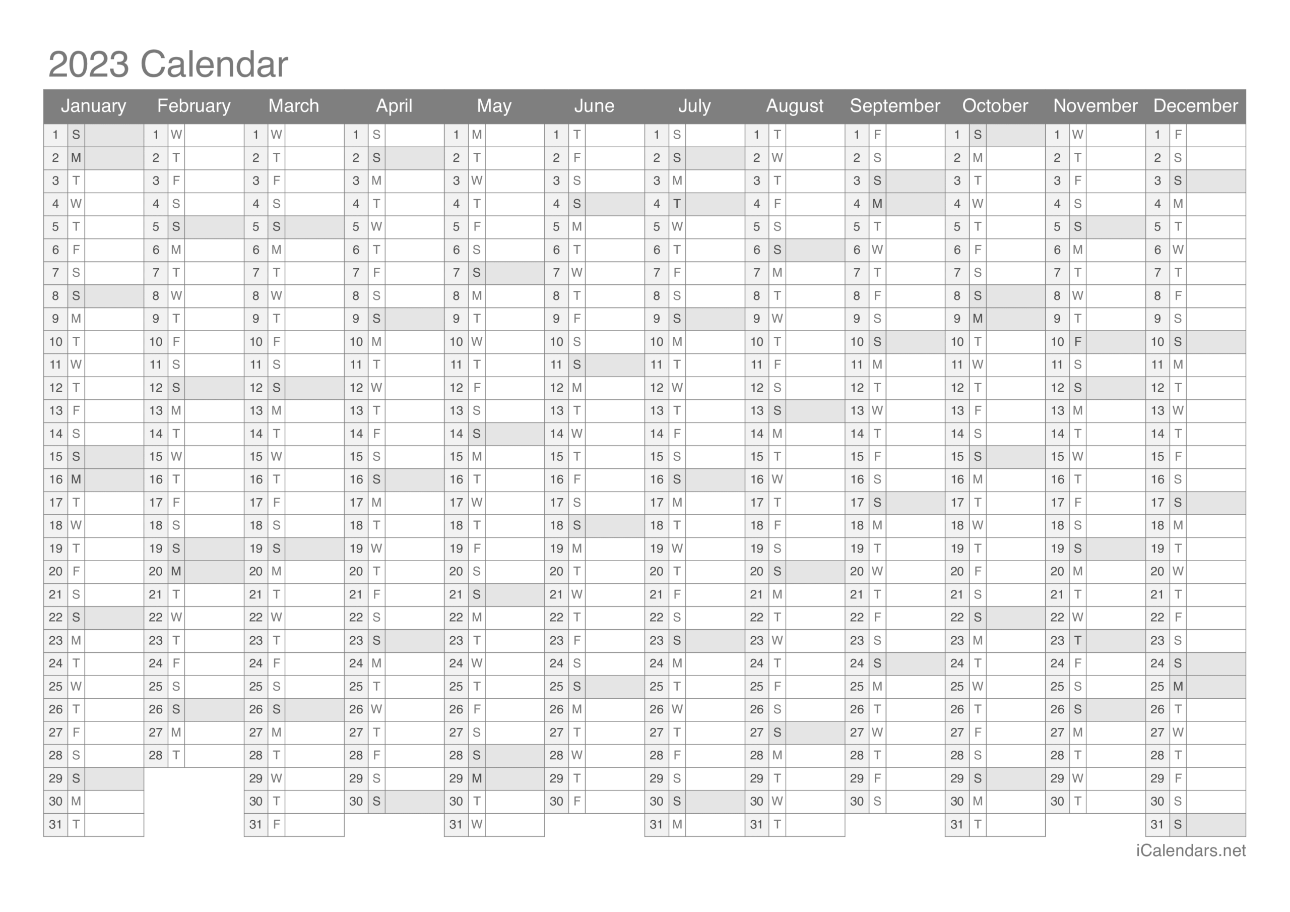 2023 Printable Calendar PDF Or Excel