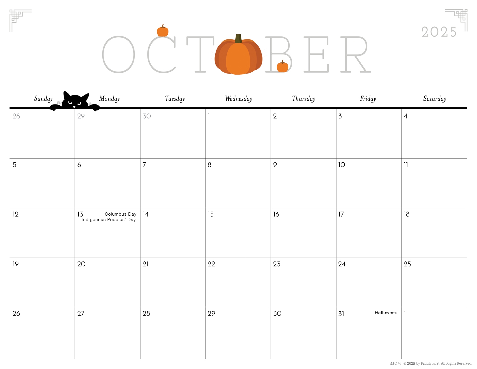 Pretty Printable Blank Calendar
