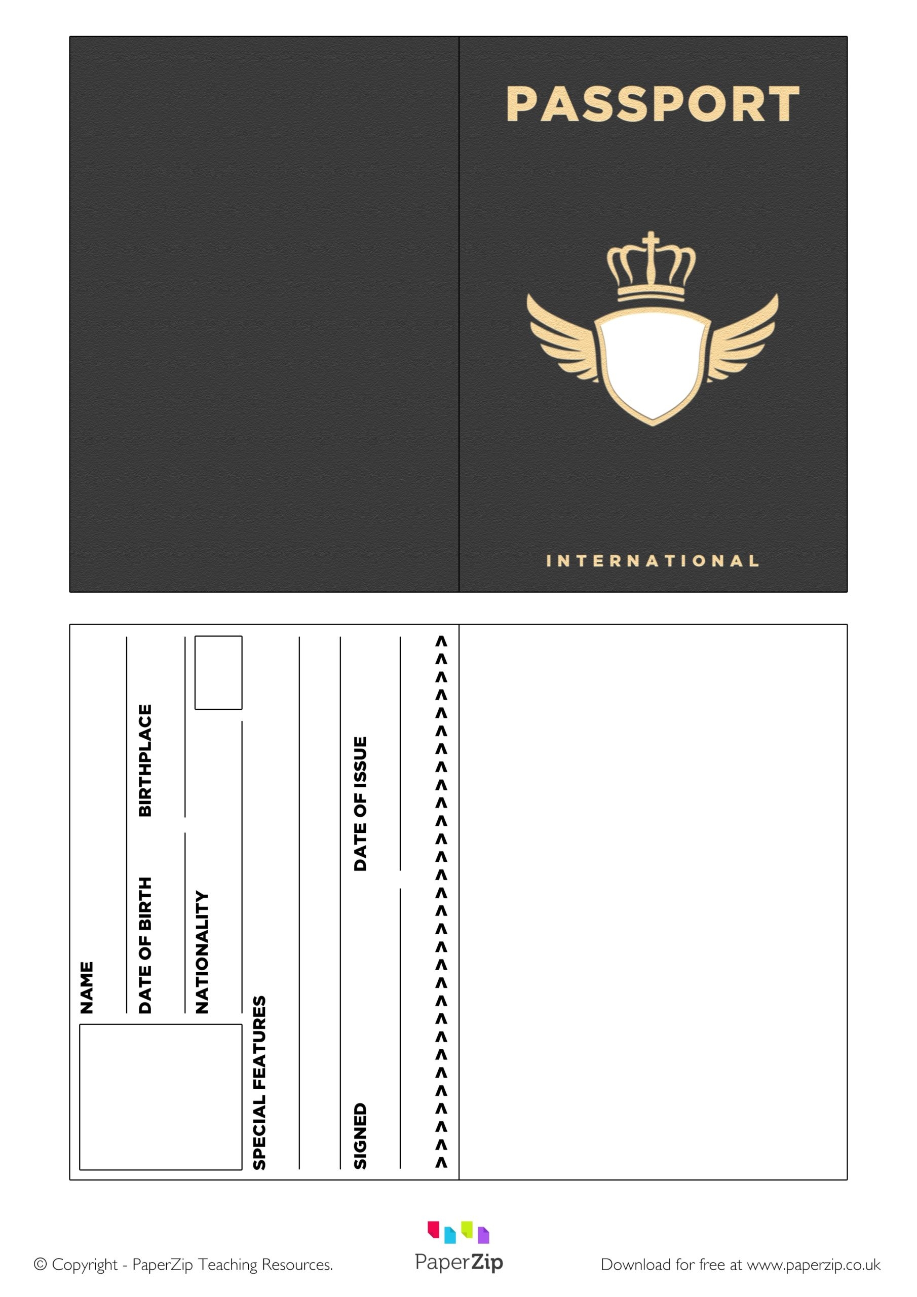 Printable Blank Passport Template