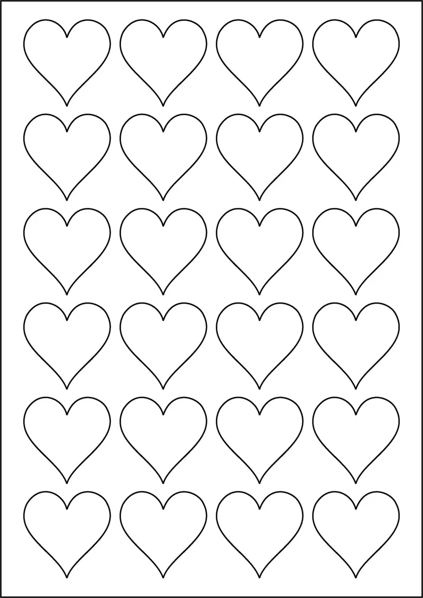 24 Heart Shape Labels Per A4 Sheet 43mm X 43mm CL2443H