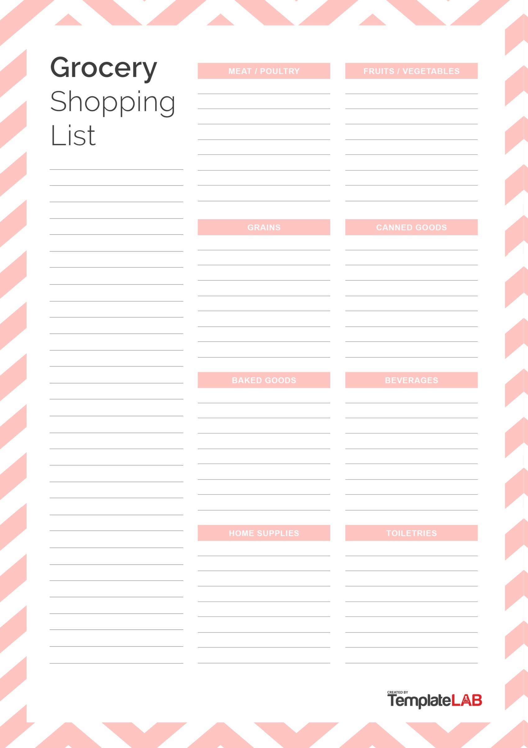 Blank Grocery Shopping List Printable