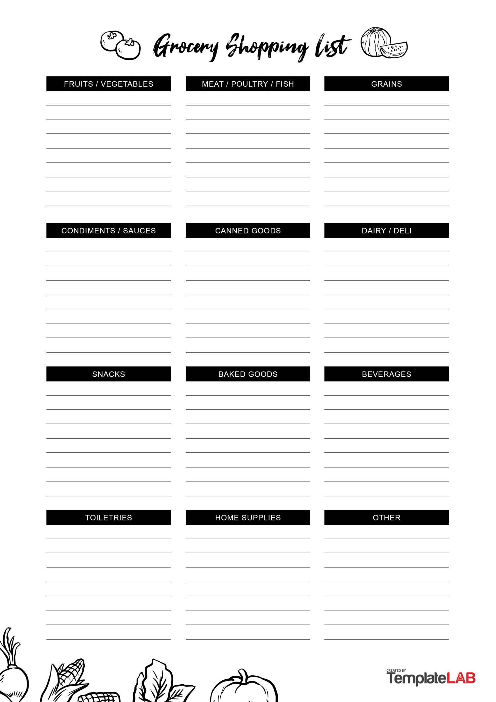 Free Printable Grocery Lists Blank