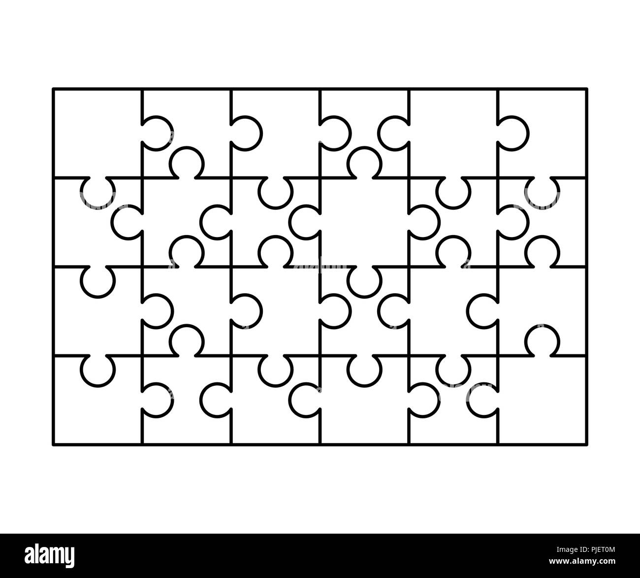 24 White Puzzles Pieces Arranged In A Rectangle Shape Jigsaw 
