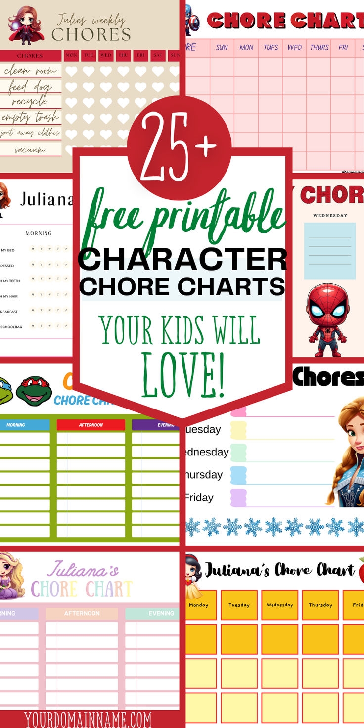 25 Free Printable Character Chore Charts Your Kids Will Love