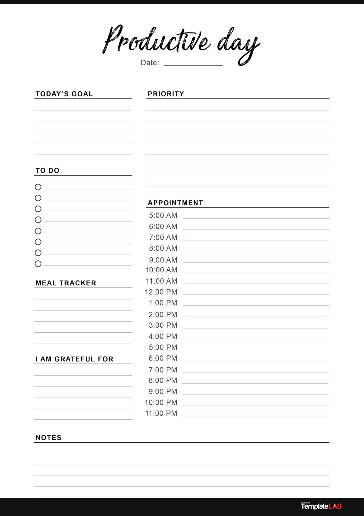 Blank Printable Daily Notes