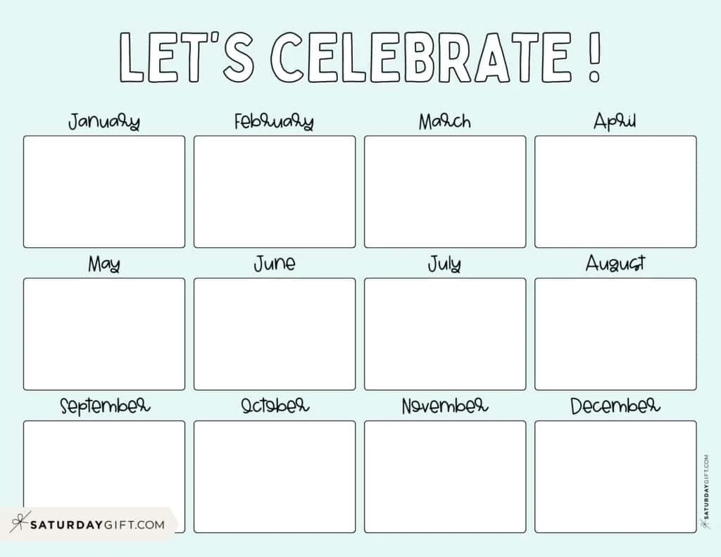 26 Cute amp Free Printable Birthday Calendar Templates SaturdayGift