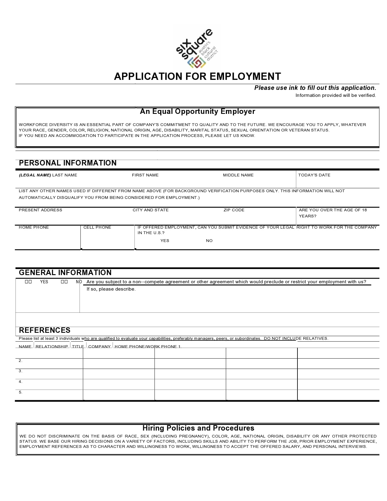 Blank Job Application Printable Free