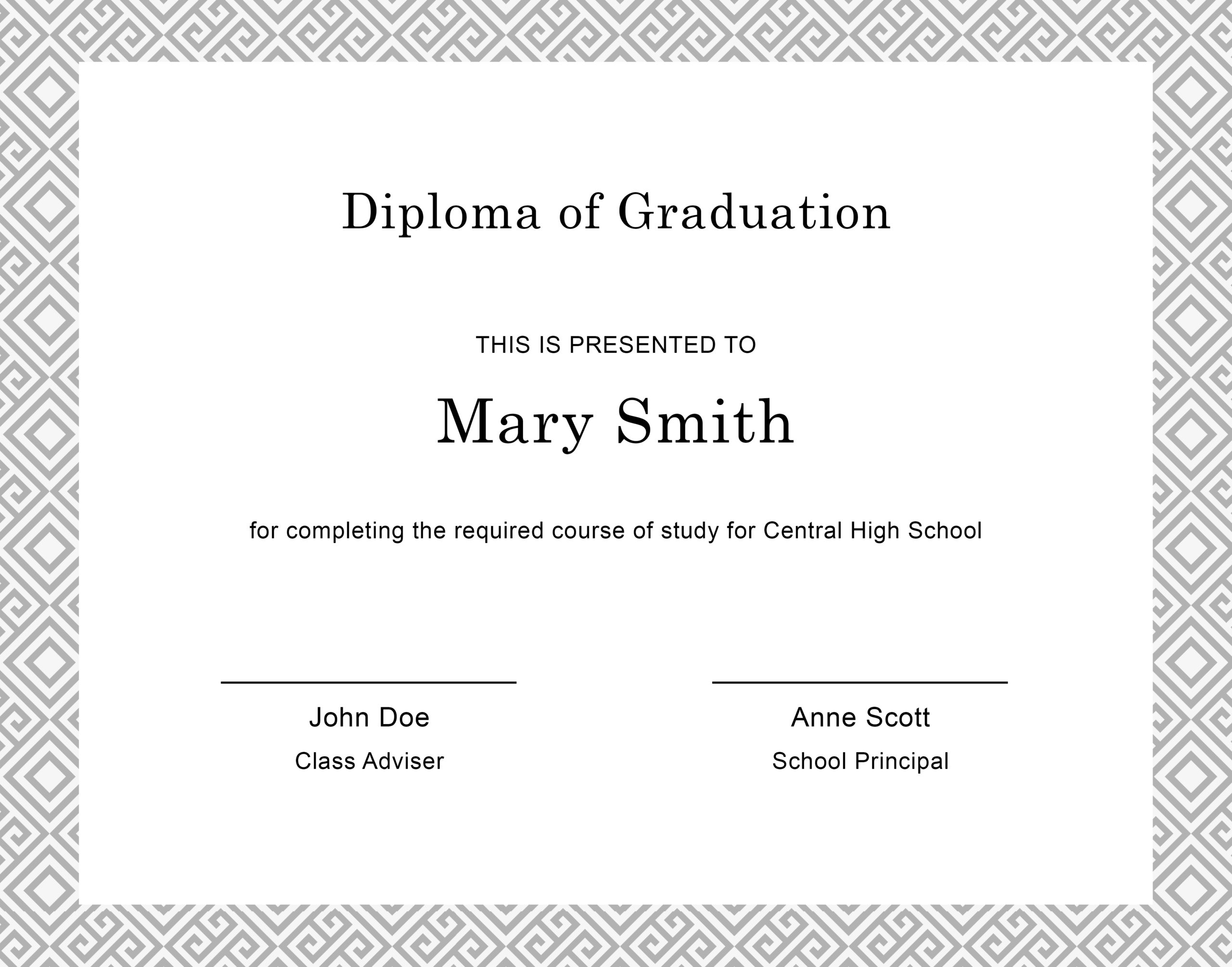 Printable Blank Diploma Free
