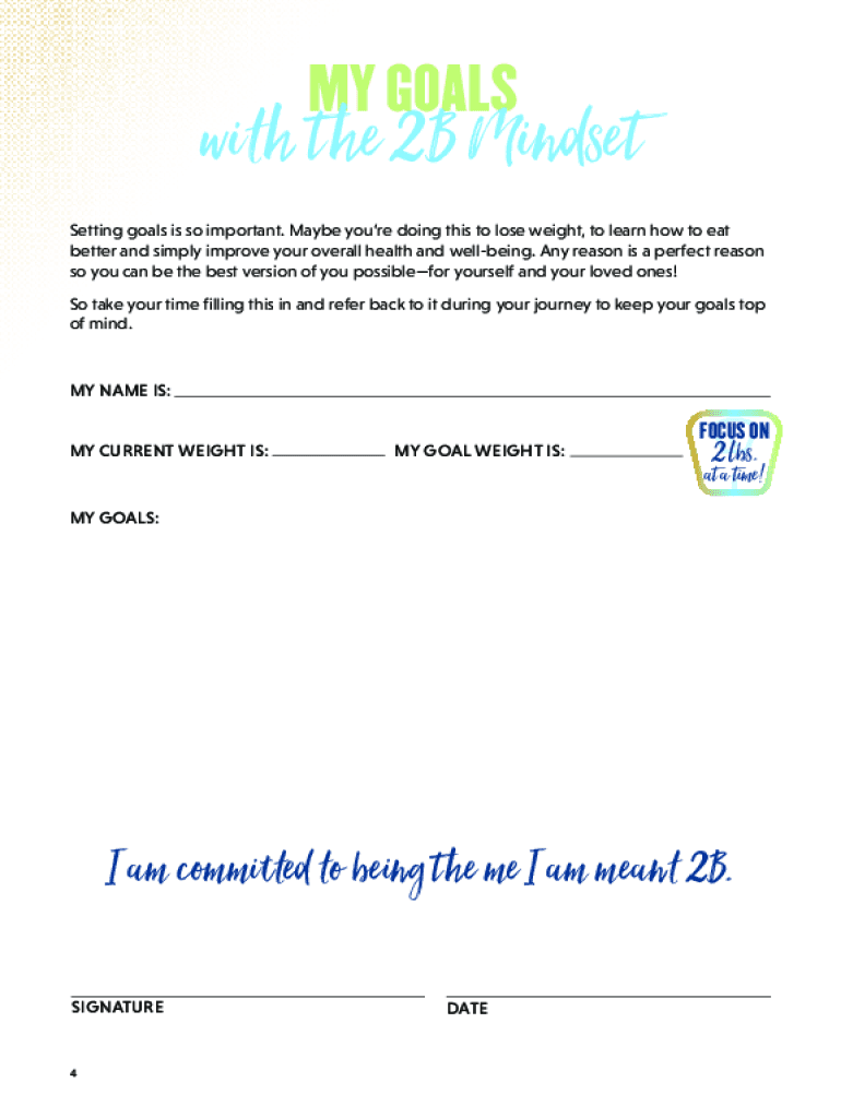 2B Mindset My Tracker Form Fill Online Printable Fillable 