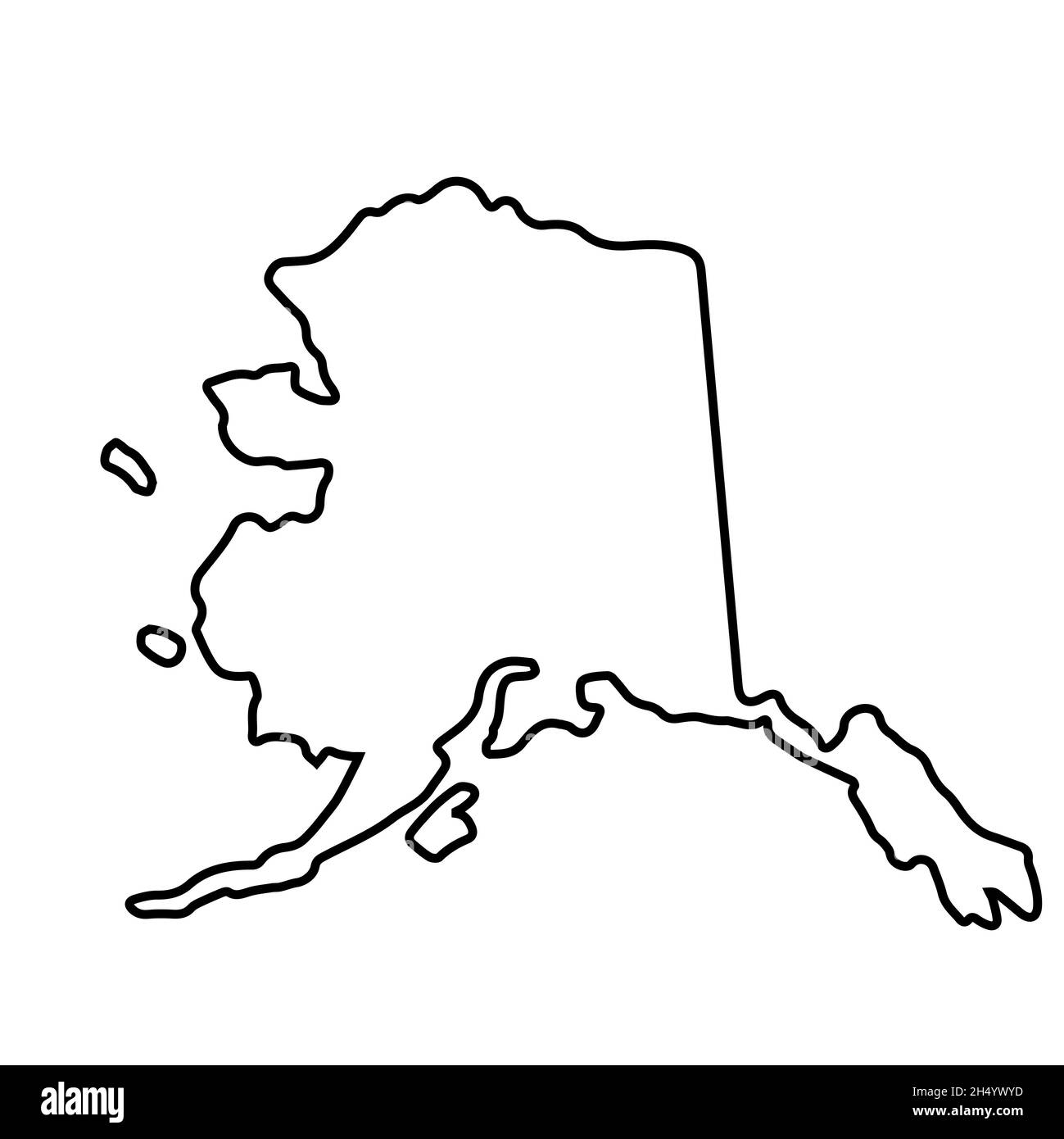 2D State Of Alaska Outline Map On White Background Stock Photo Alamy