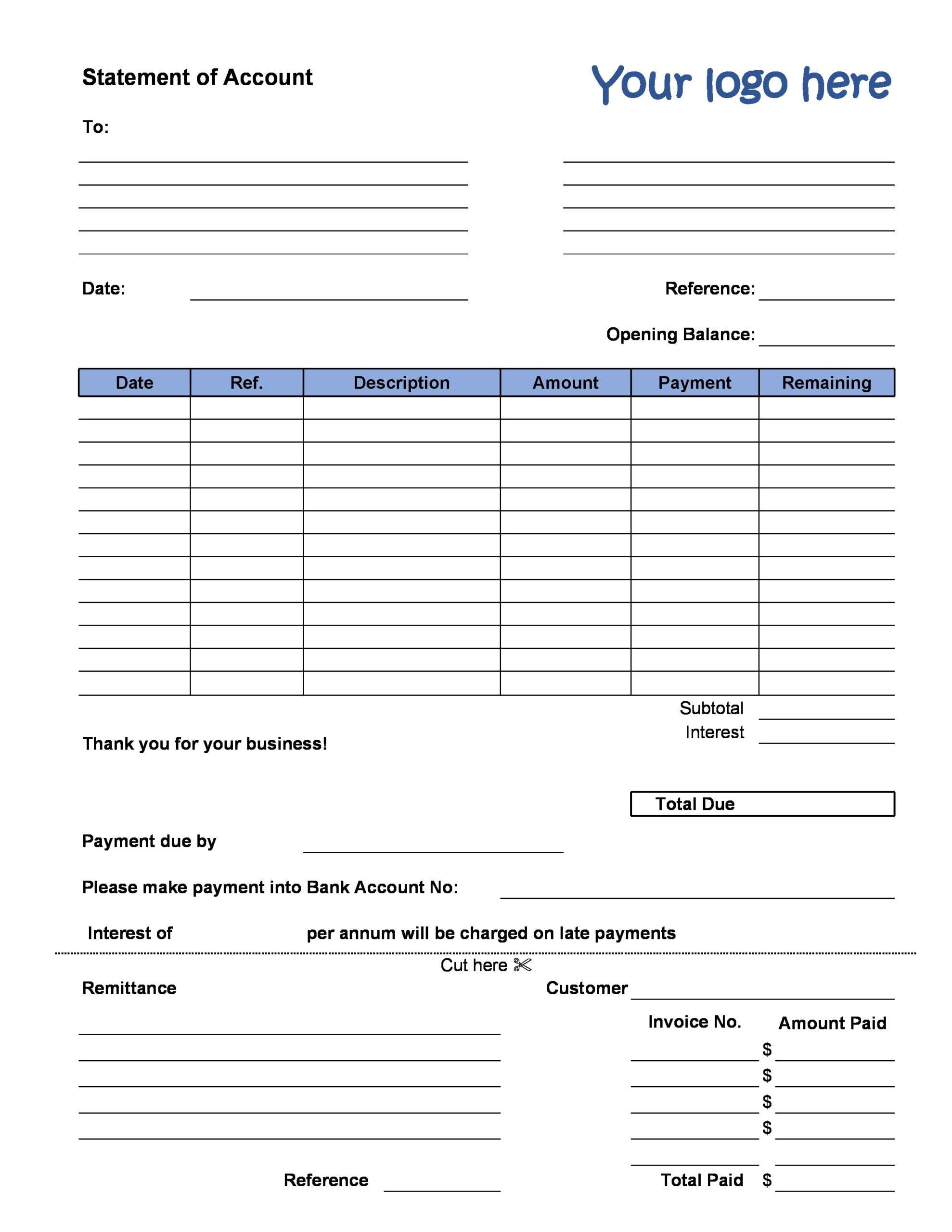 Printable Blank Statement