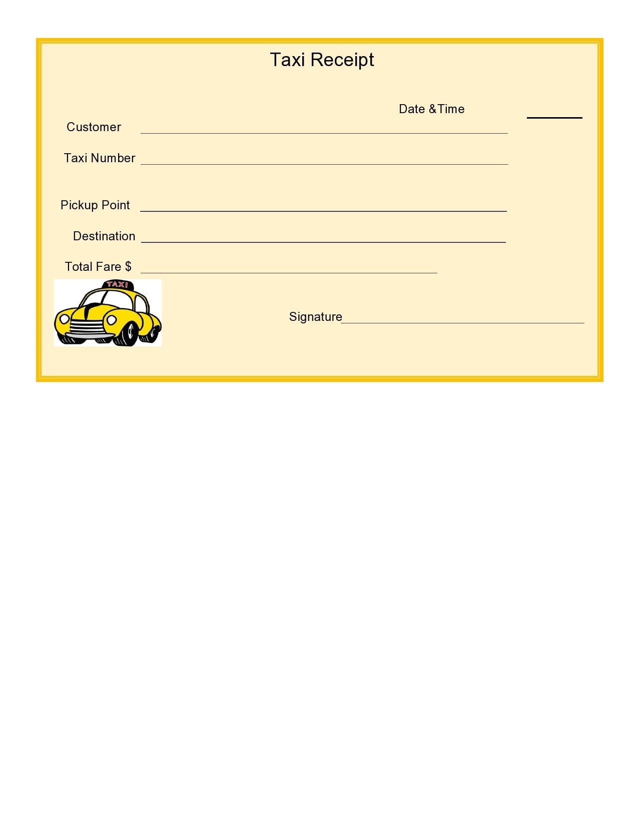 30 Blank Taxi Receipt Templates Free TemplateArchive