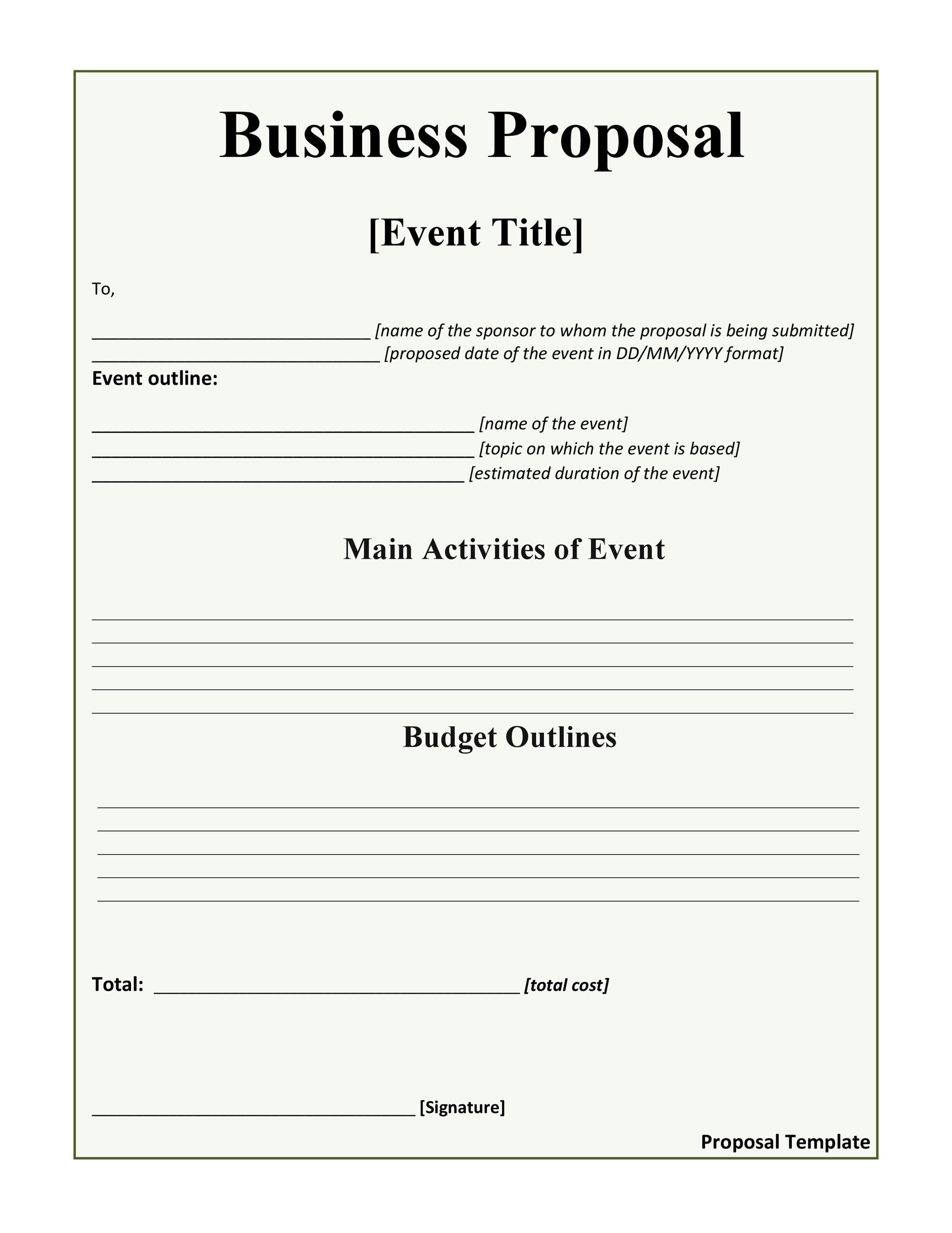 Printable Blank Proposal Forms