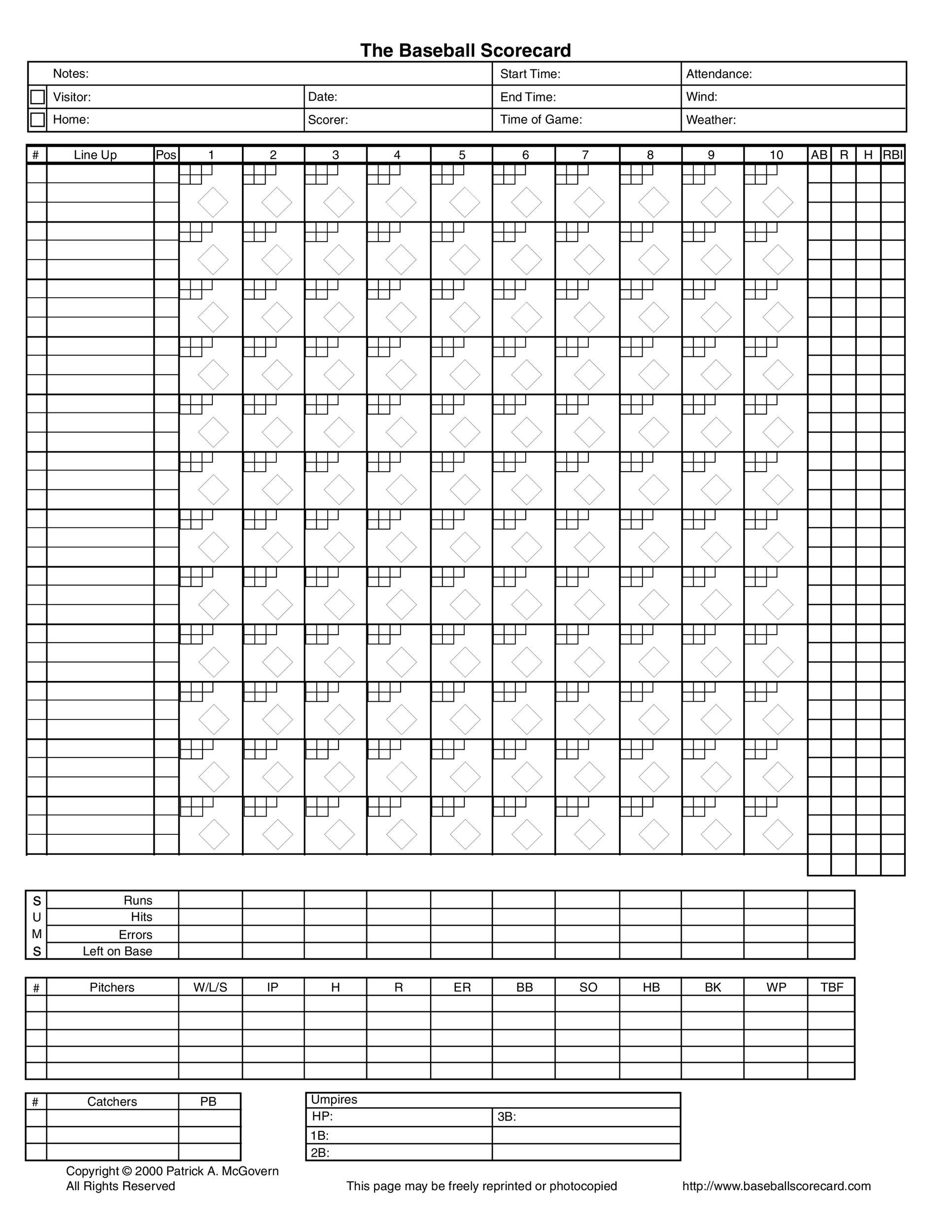 Blank Printable Baseball