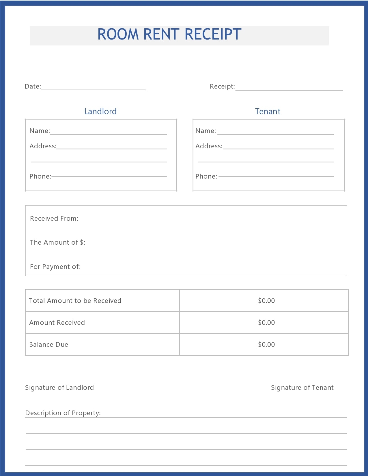 Free Printable Blank Rent Receipts