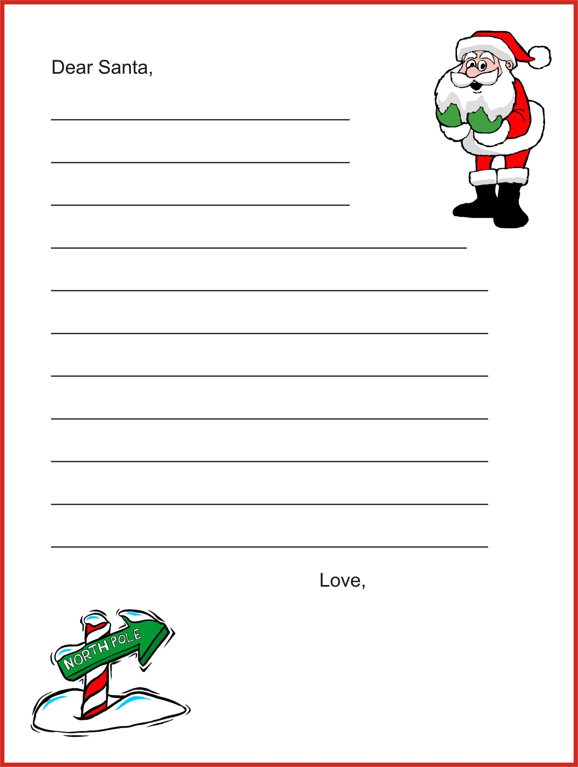 Blank Letter To Santa Printable