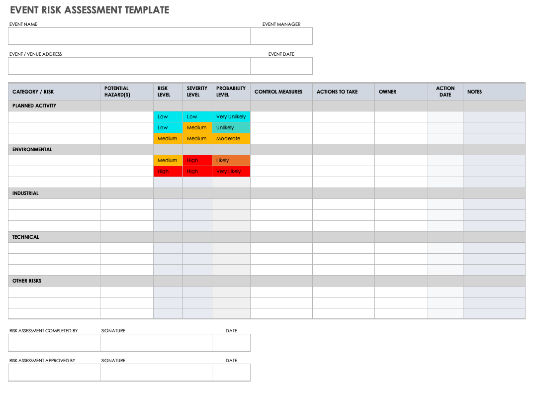 Printable Blank Risk Assessment Form