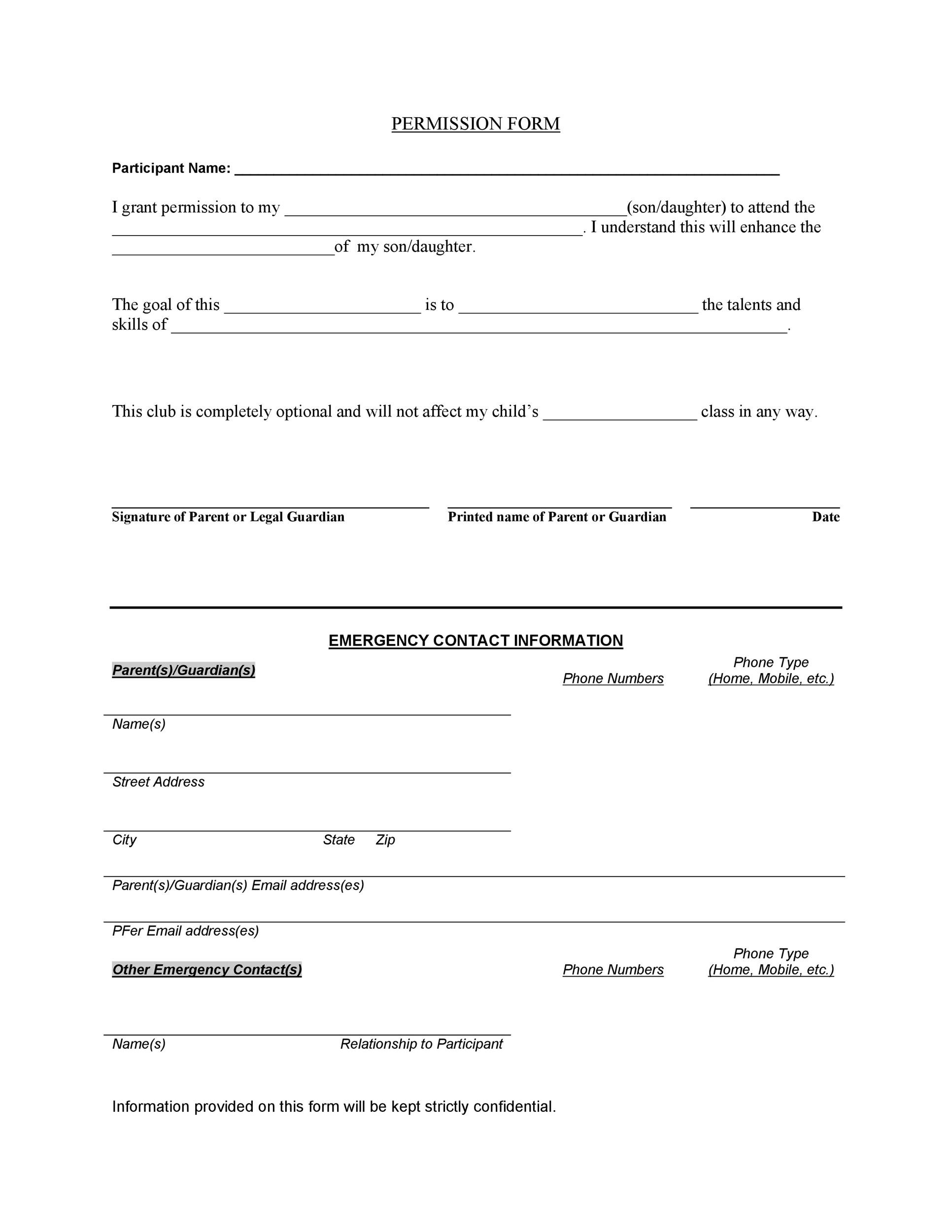 35 Permission Slip Templates amp Field Trip Forms
