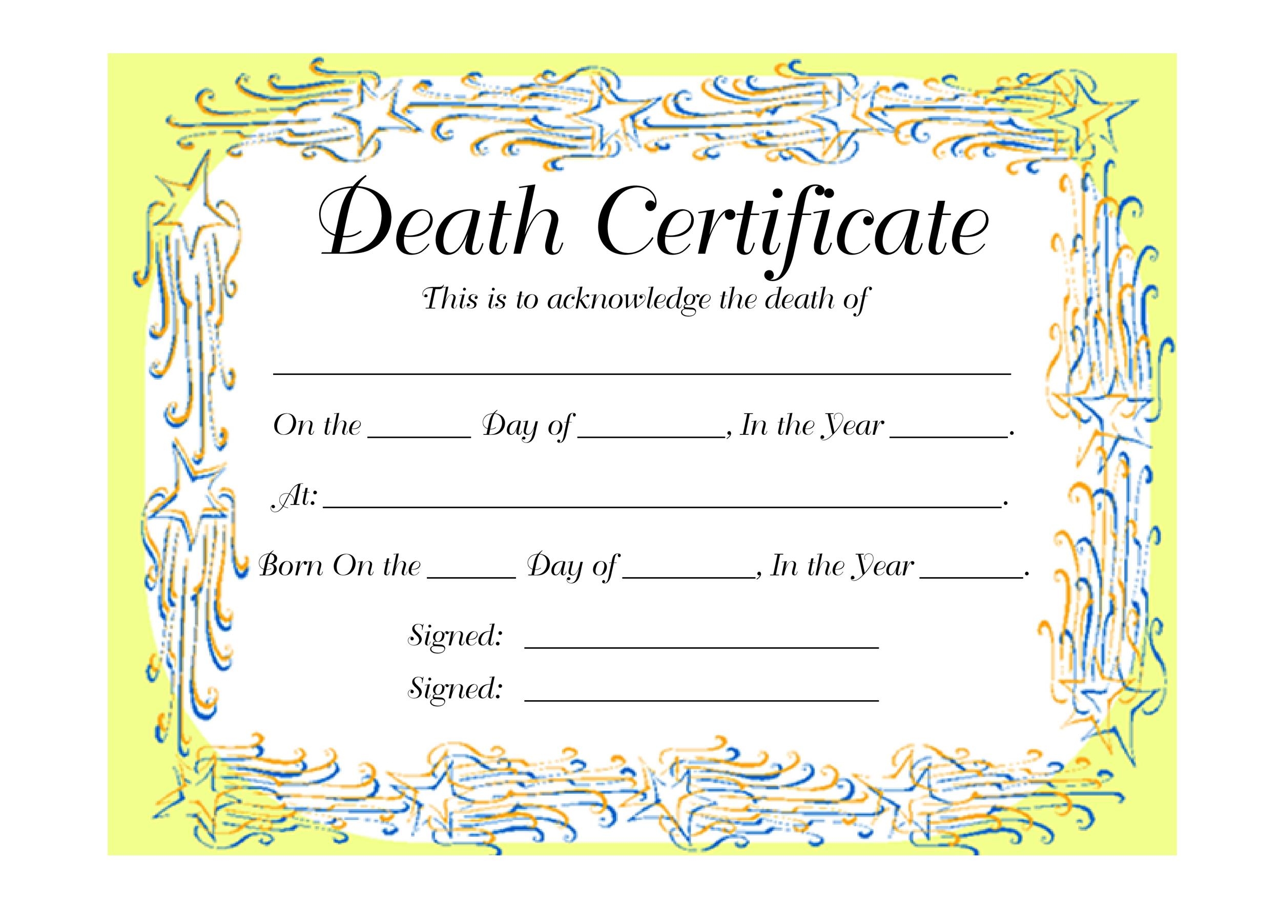 Printable Blank Death Certificate