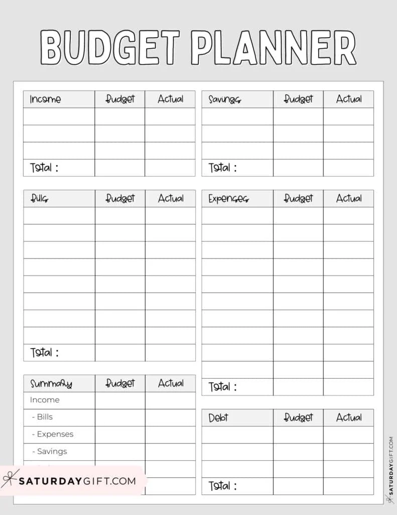 Printable Blank Weekly Budget