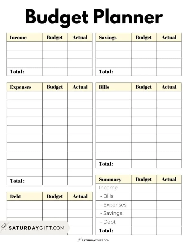Free Printable Blank Budget Forms