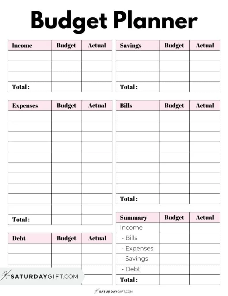 Free Printable Blank Budget Template