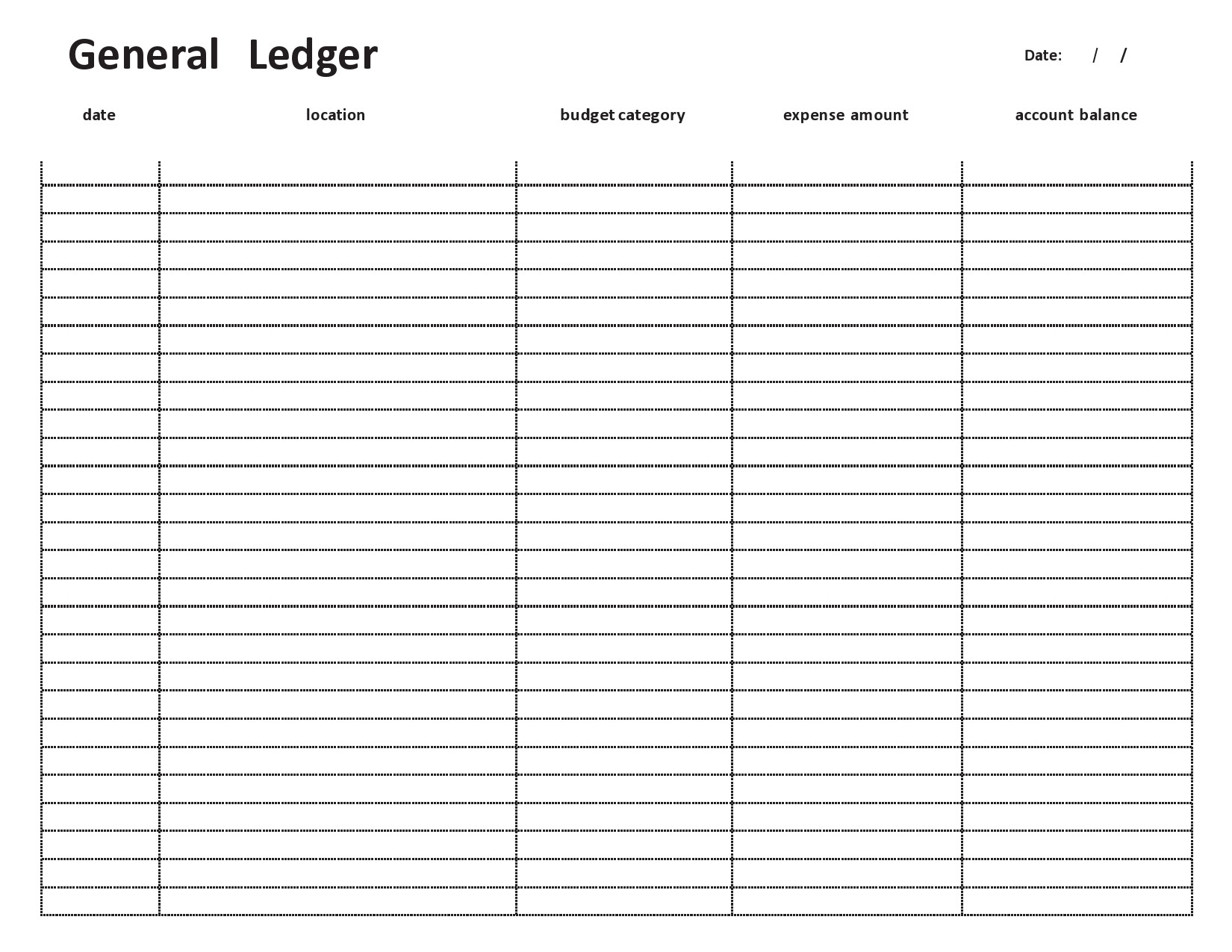 Free Printable Accounting Ledger Blank