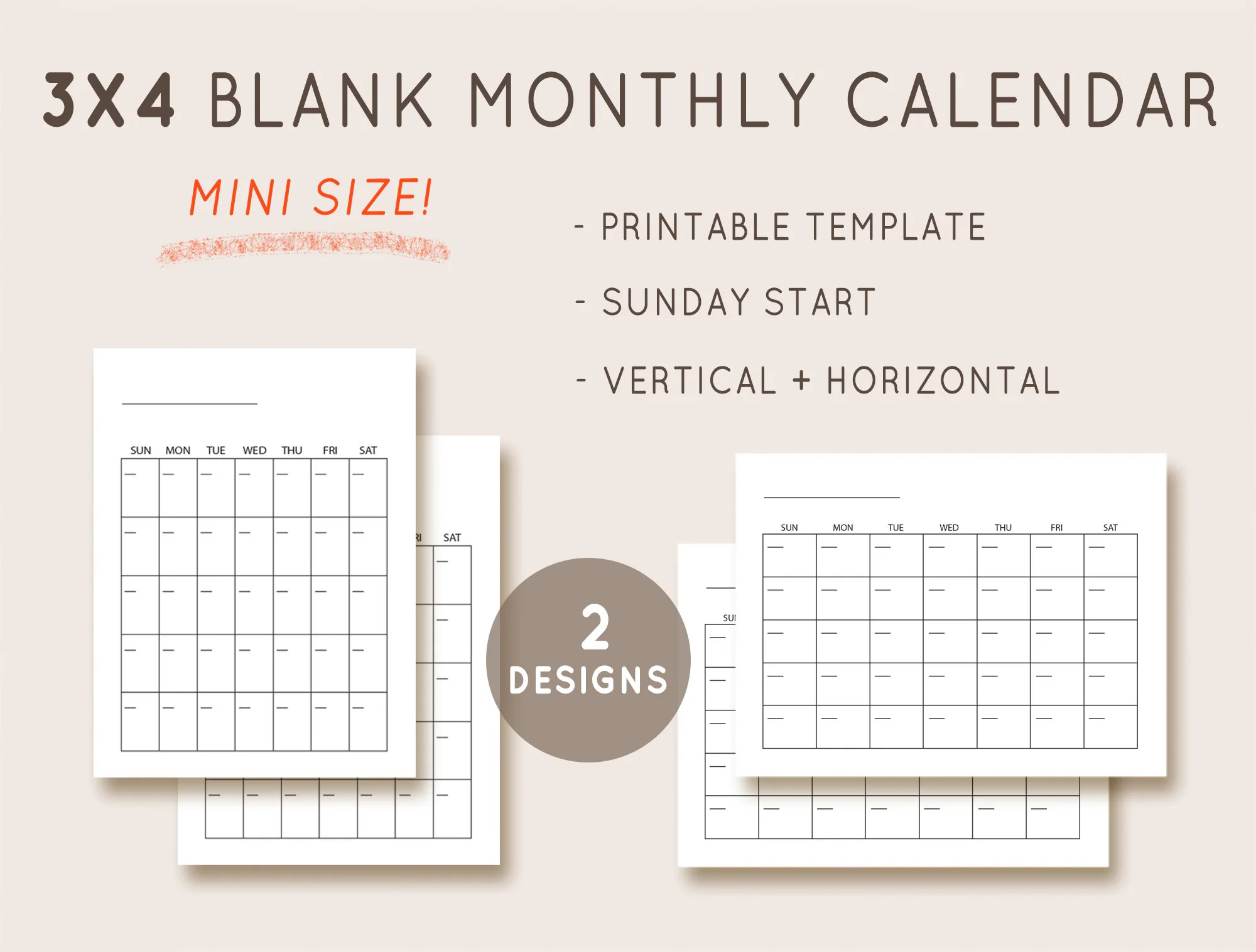 Blank Mini Calendar Printable