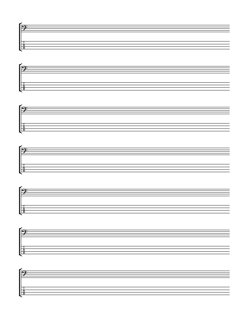 Blank Bass Tabs Paper Printable