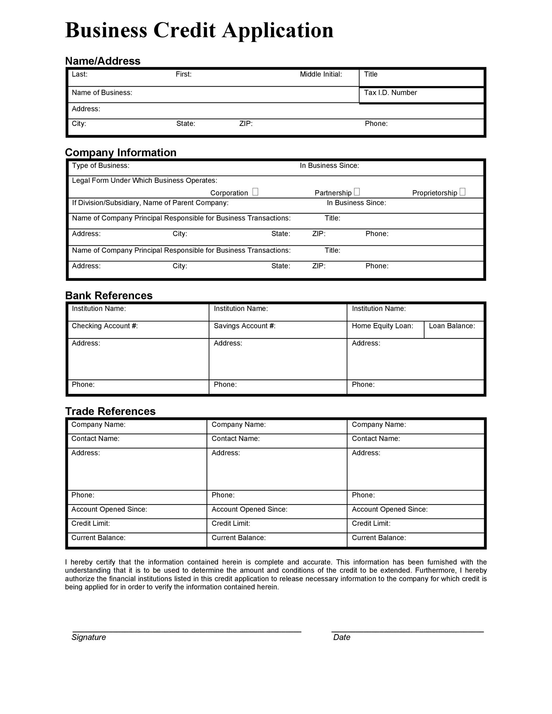 40 Free Credit Application Form Templates amp Samples