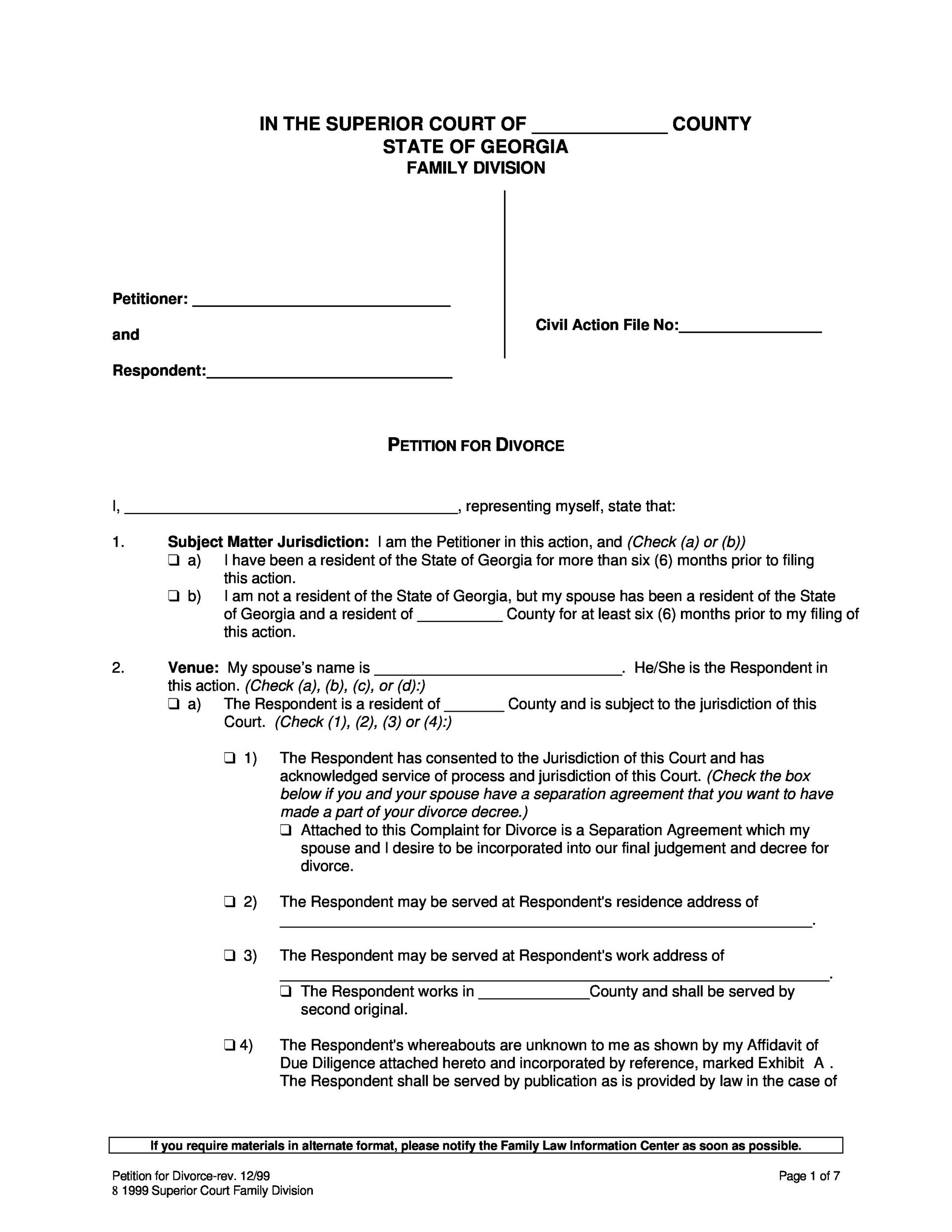 40 Free Divorce Papers Printable TemplateLab
