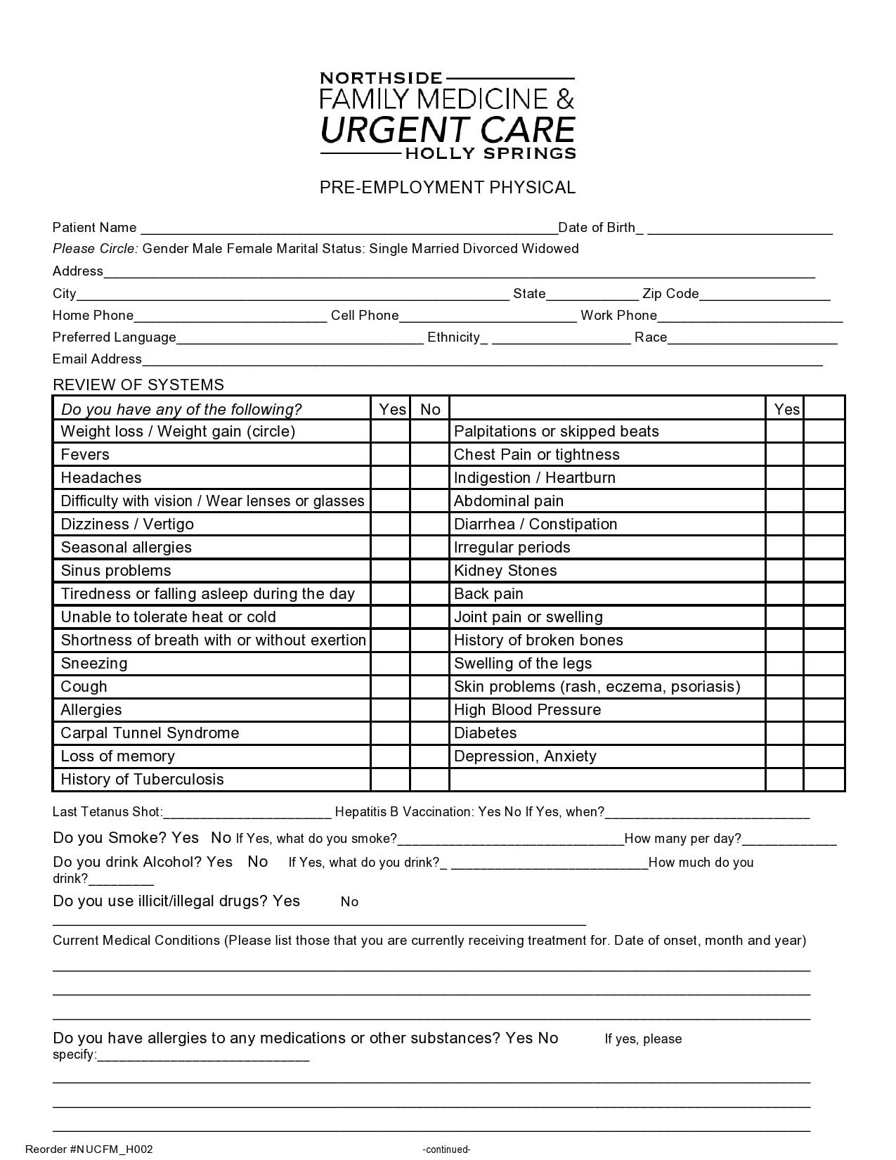 40 Printable Physical Forms For Work 100 Free TemplateArchive