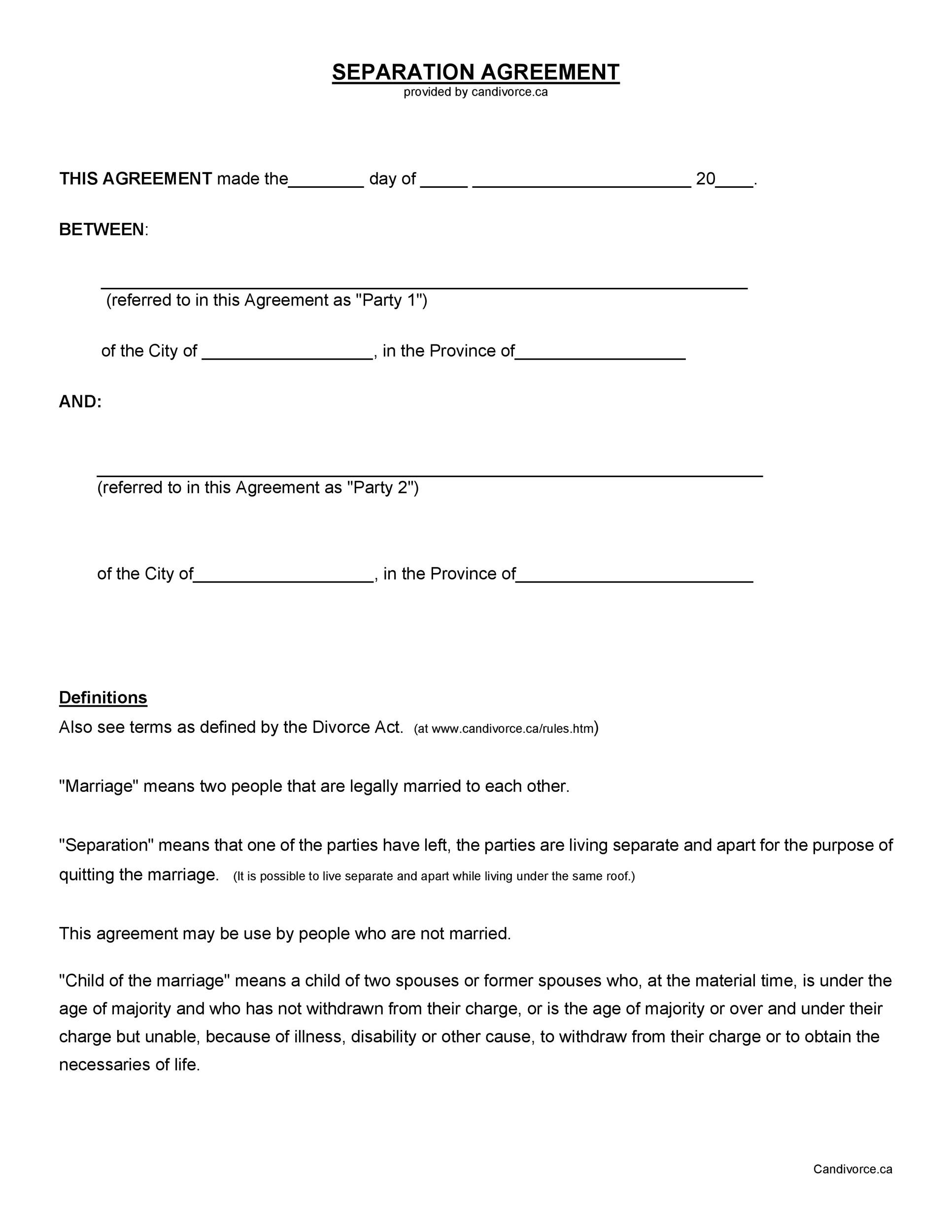 43 Best Separation Agreement Templates amp Separation Papers 