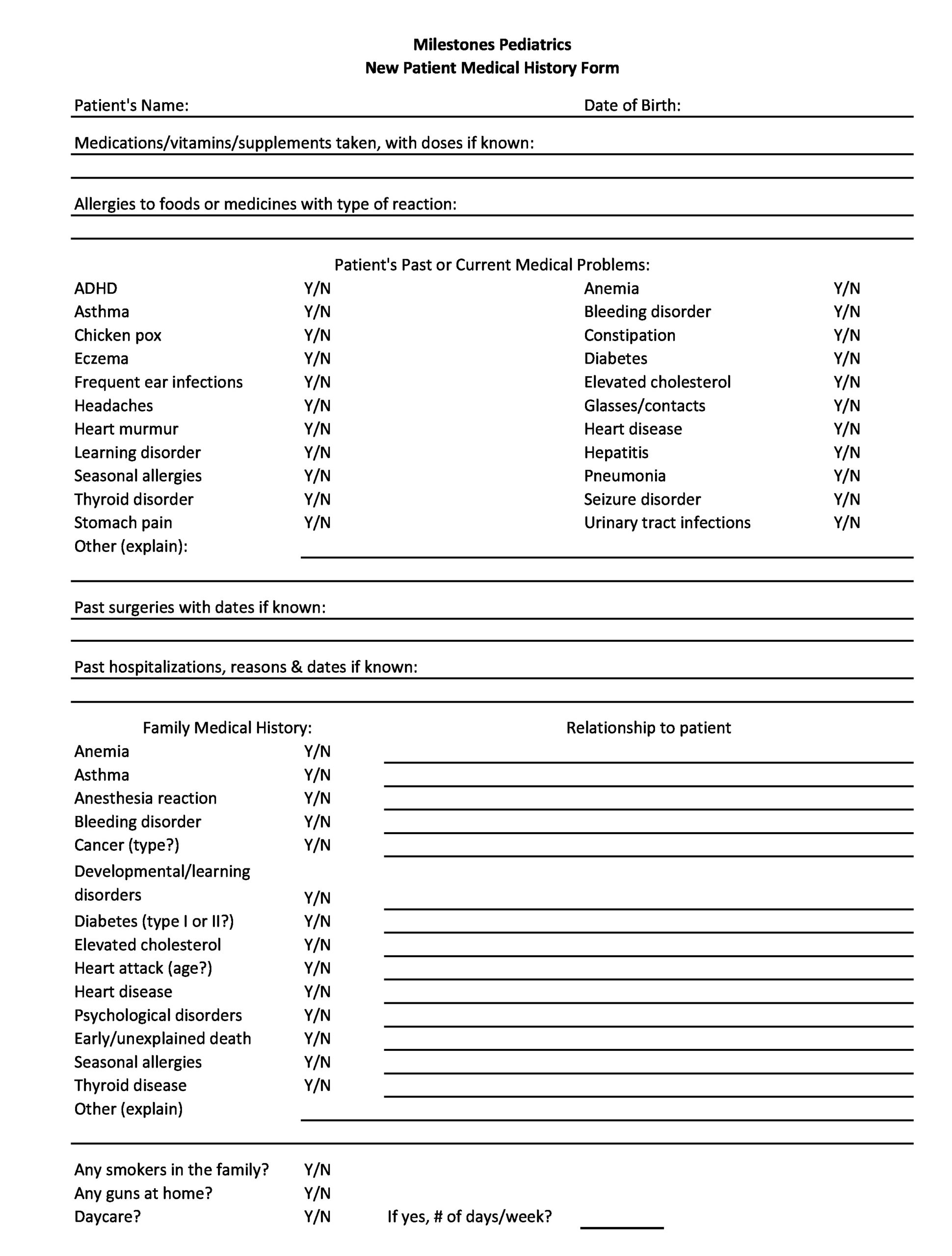 43 Medical Health History Forms PDF Word TemplateLab