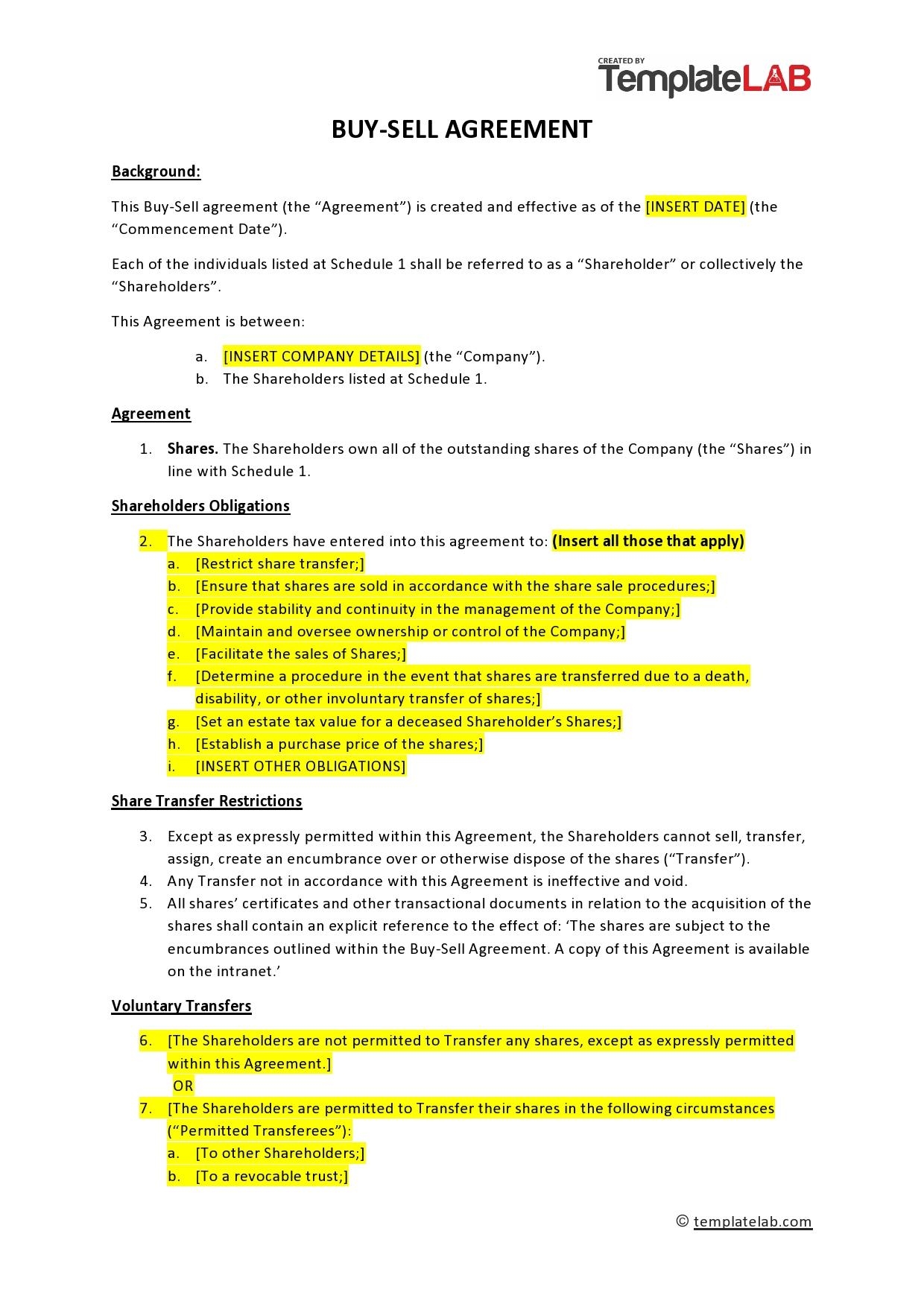 44 Free Buy Sell Agreement Templates amp Samples 