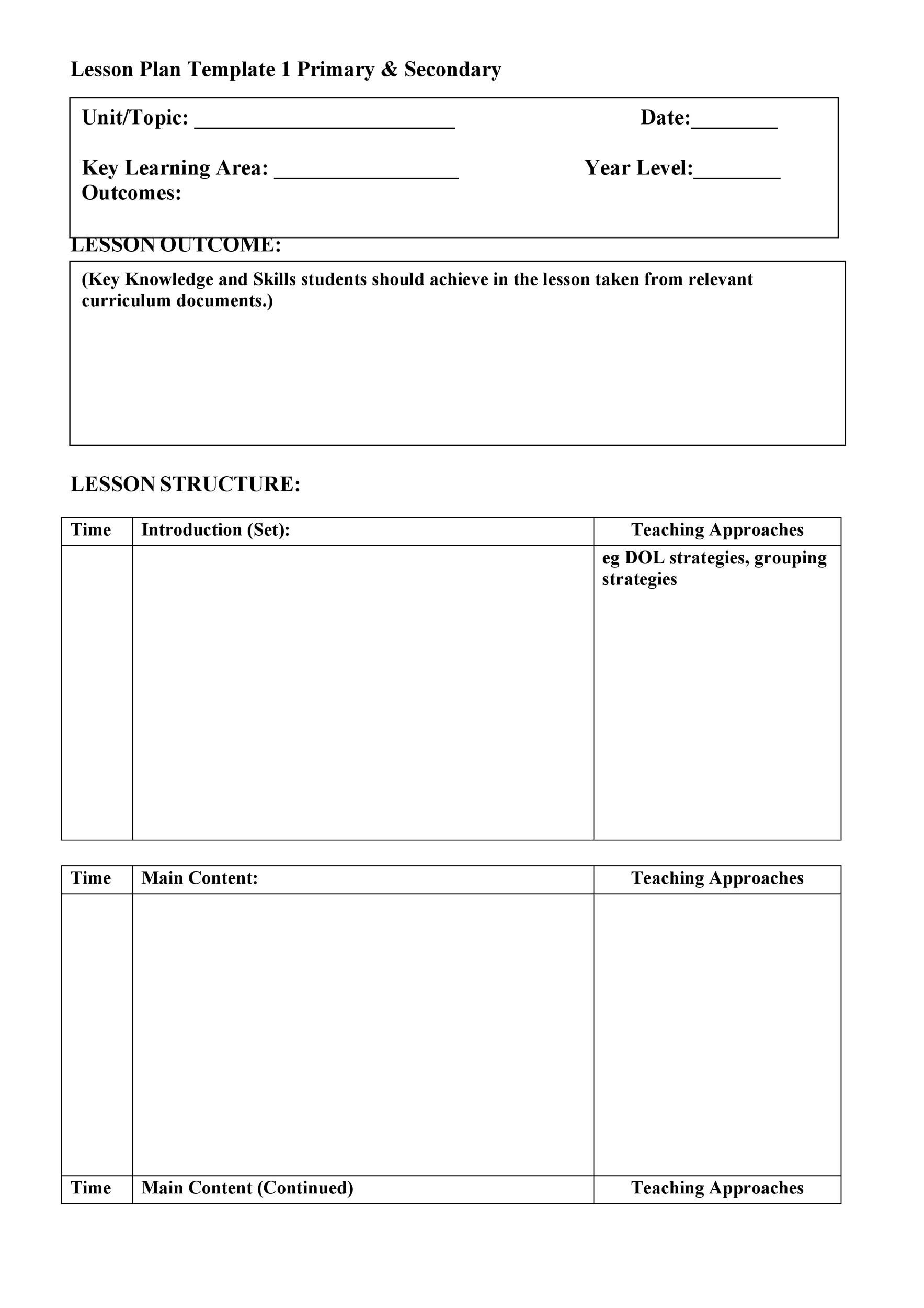 44 FREE Lesson Plan Templates Common Core Preschool Weekly 
