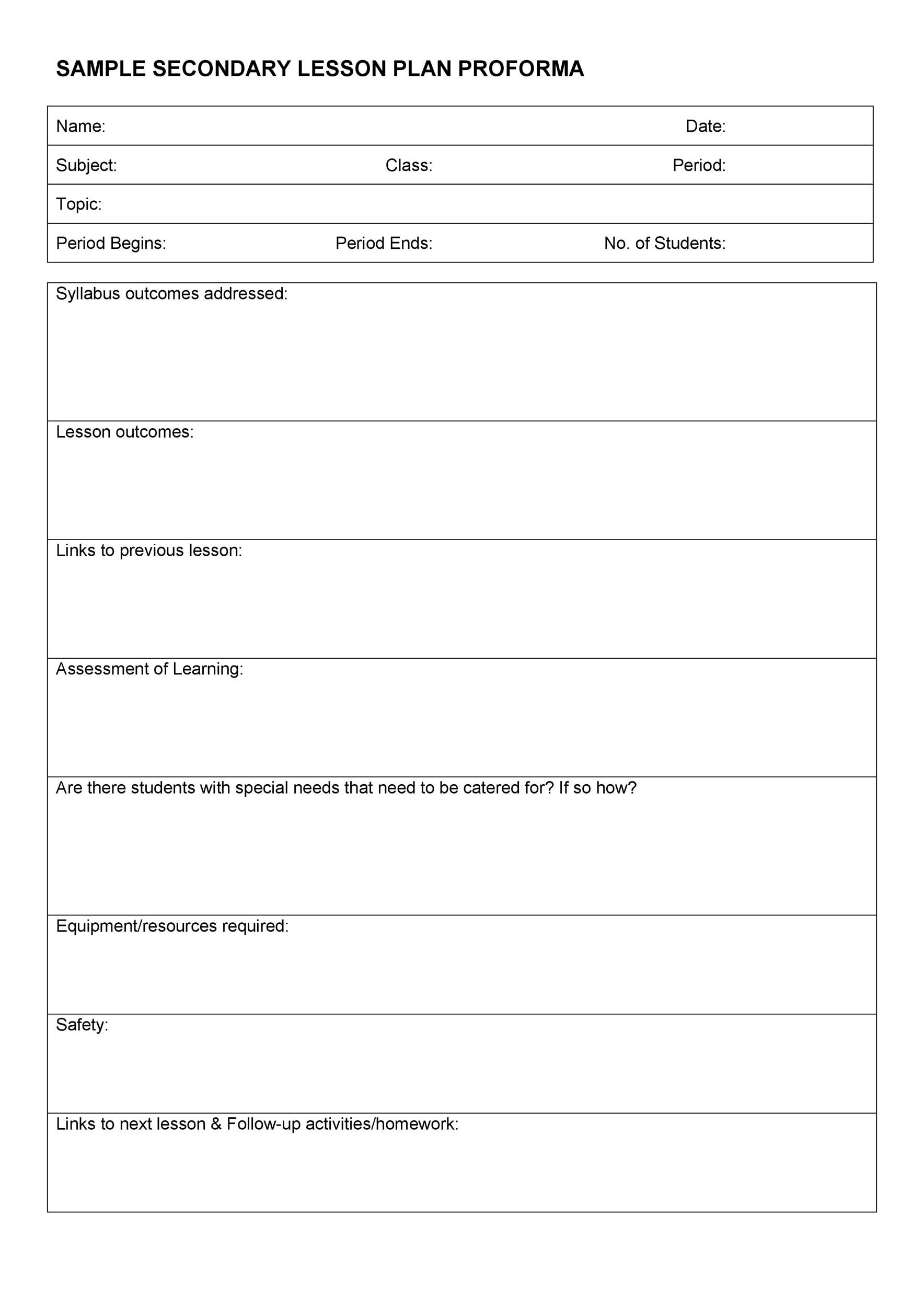 Printable Blank Lesson Plan Template