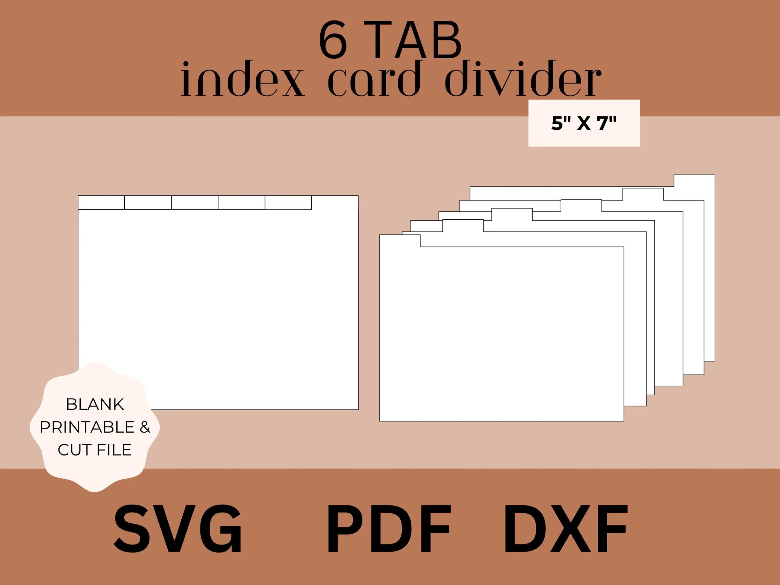 5x7 Index Card Divider Template Index Card SVG Recipe Card 