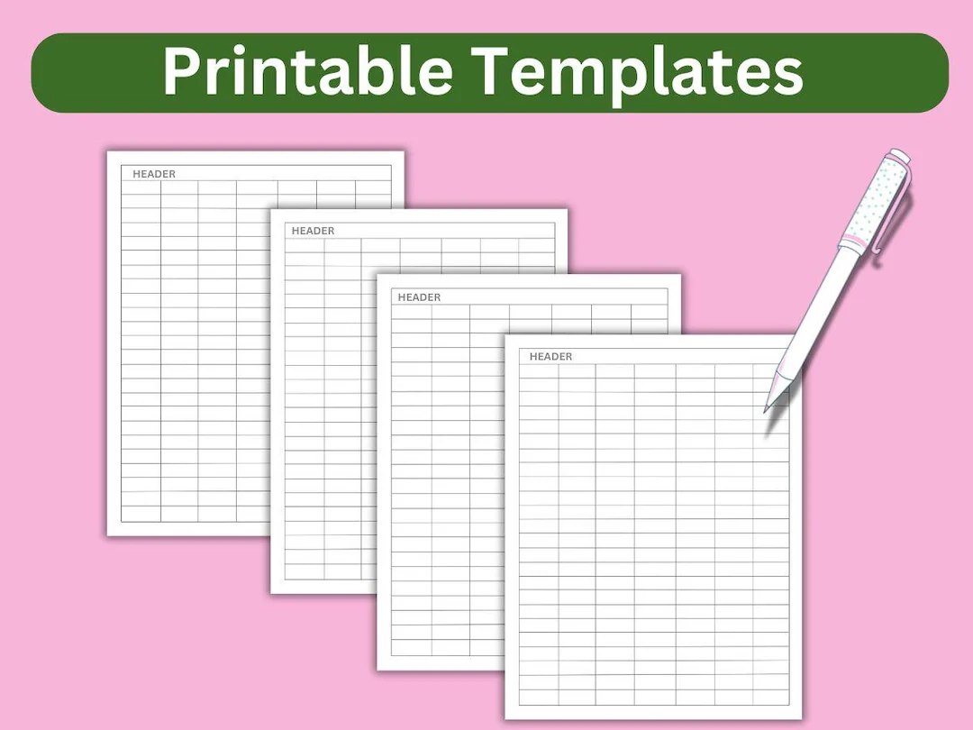 7 column Blank Chart Template Printable Table Grid PDF JPG PNG 