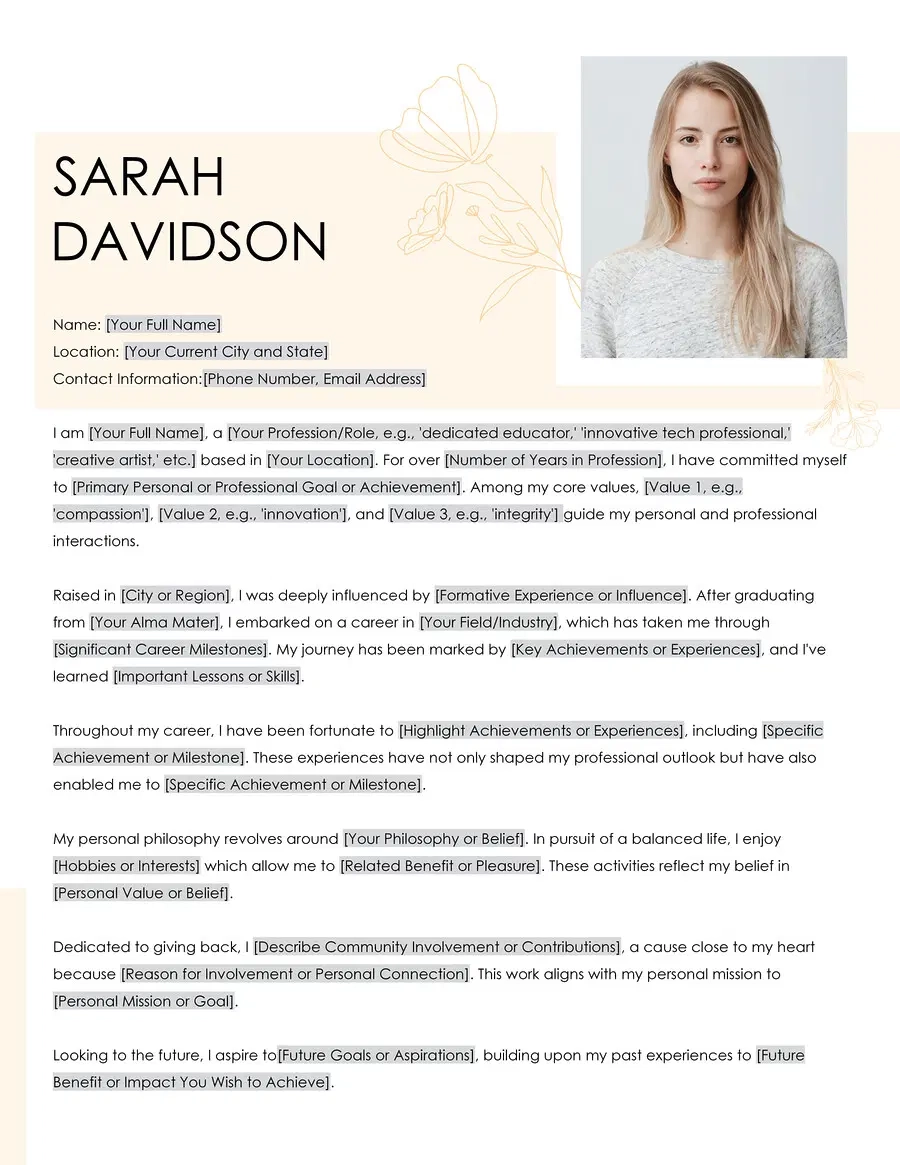 8 Free Biography Templates For Professionals WordLayouts